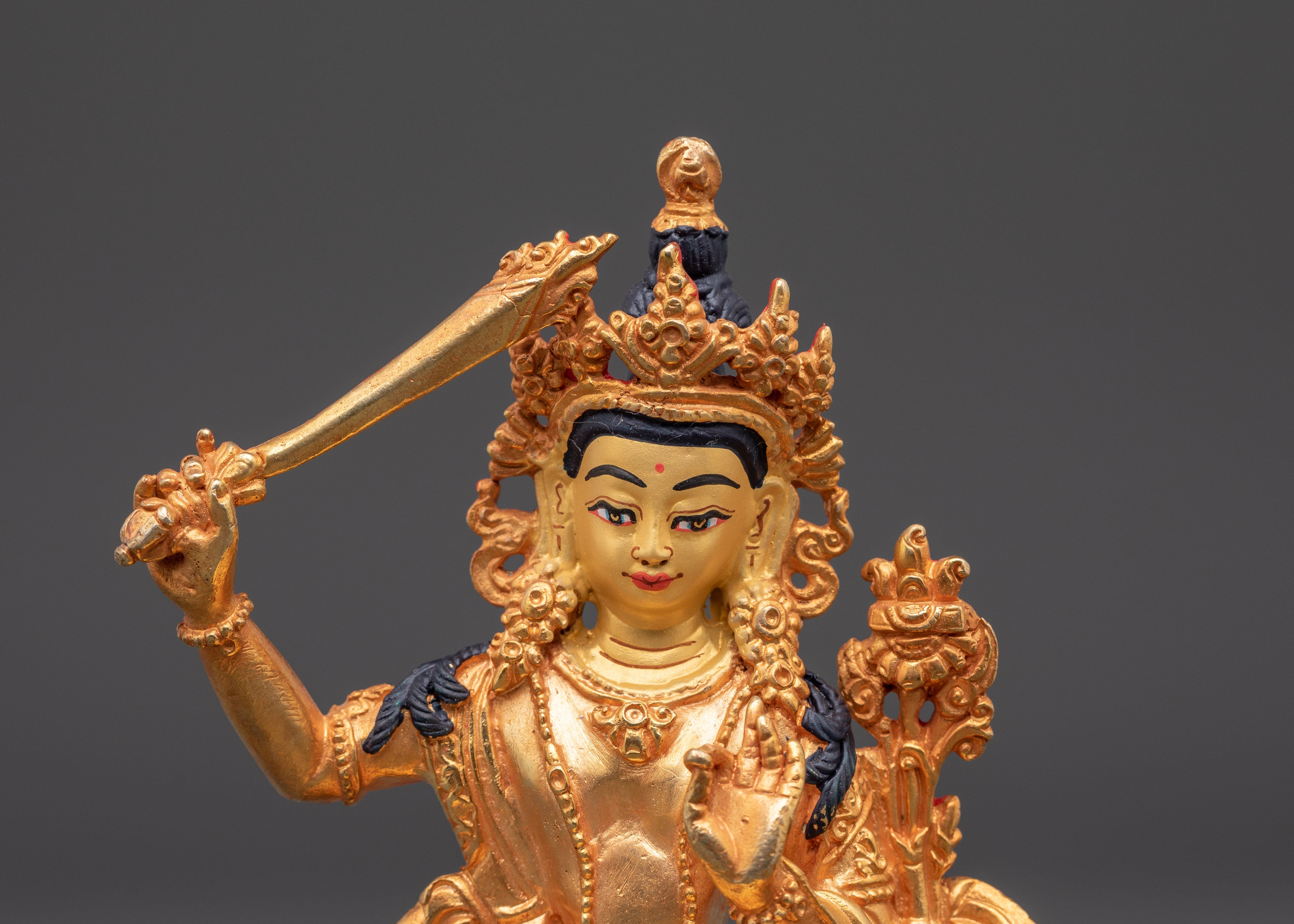 Manjushri Wisdom Deity Sculpture | Tibetan Buddhist Statue for Enlightenment