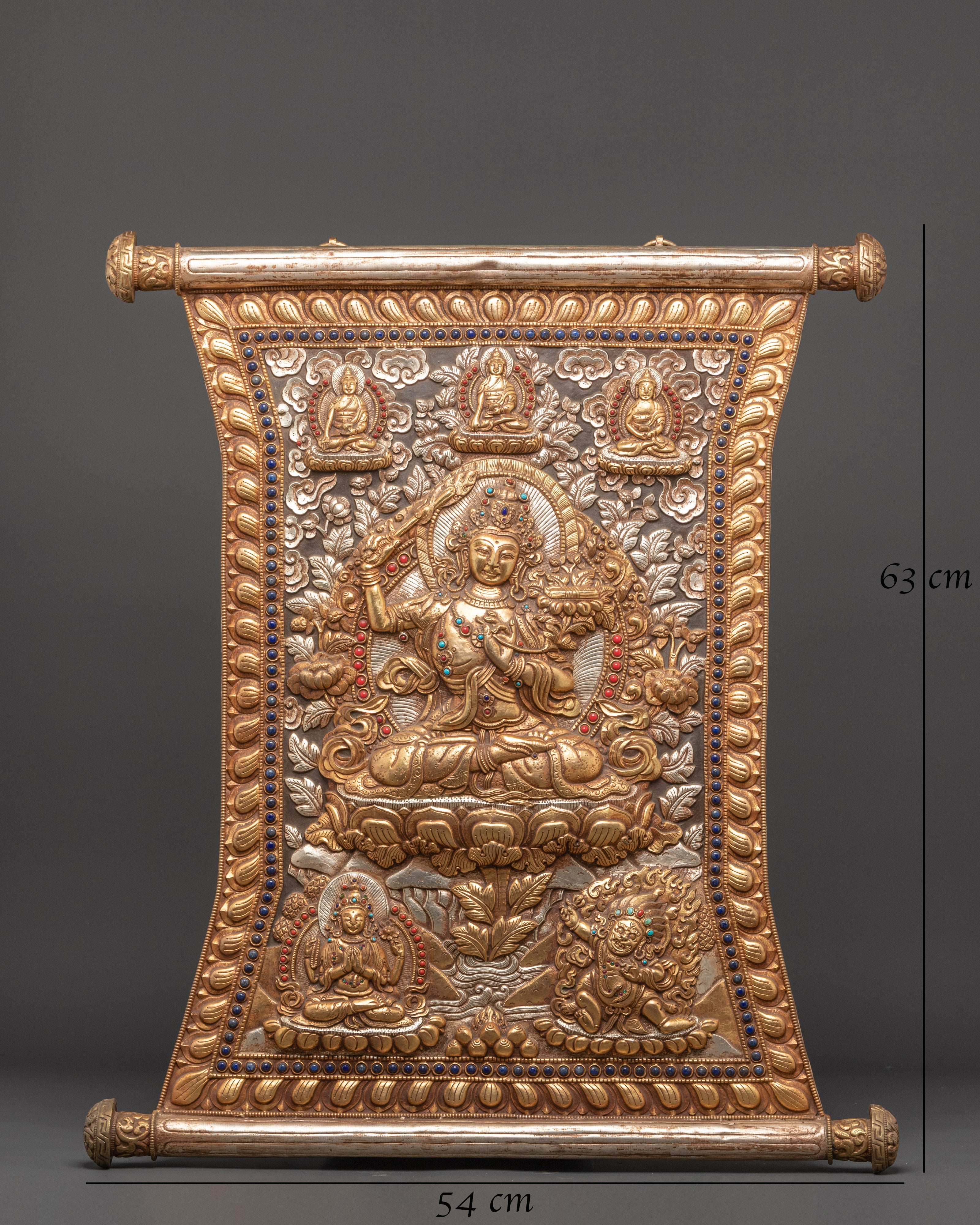 Handcrafted Manjushri Wall Hanging | Buddhist Copper Wall Art