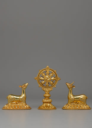 Dharma Wheel and Pair Of Deer