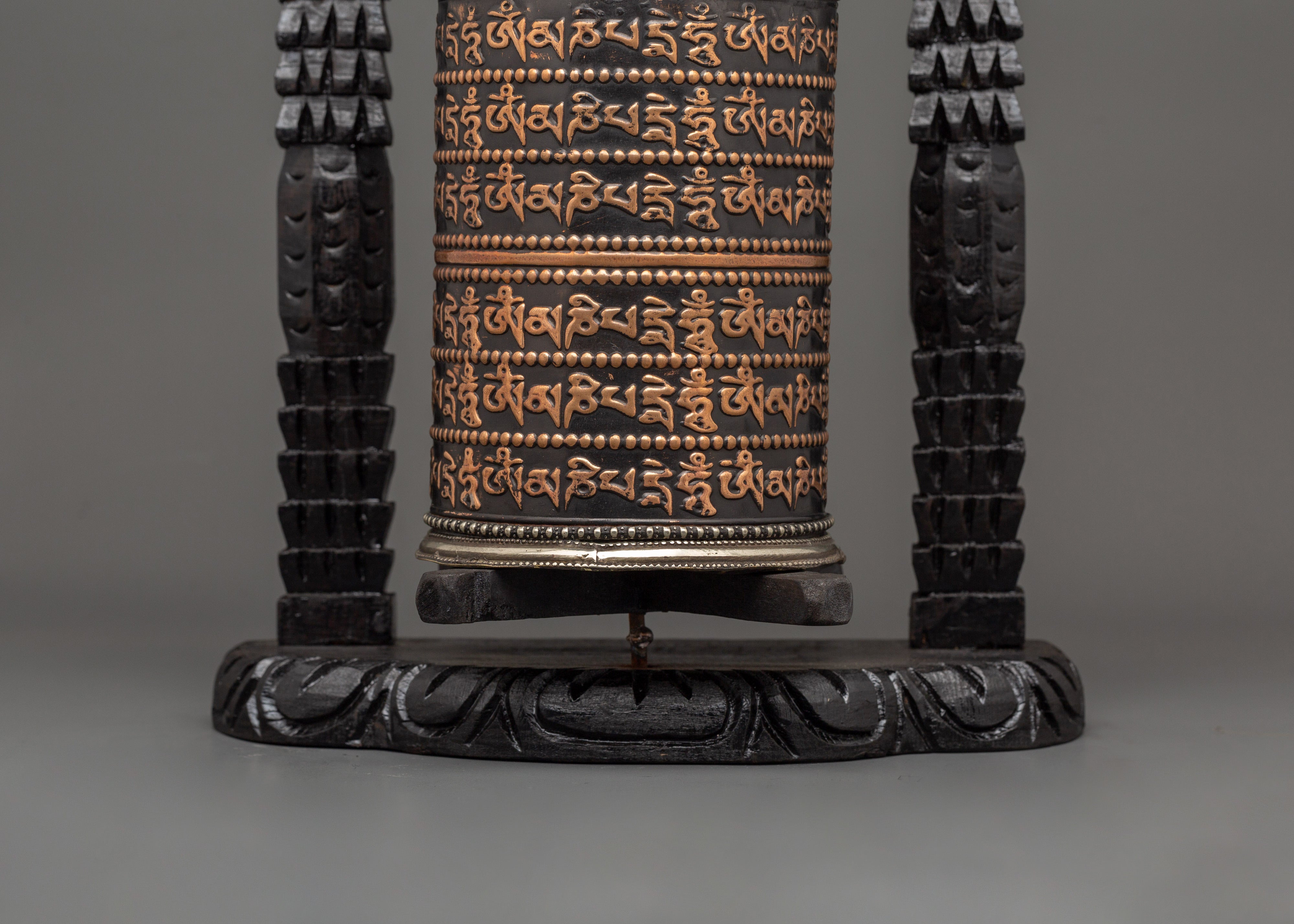 Prayer Wheel with Tibetan Mantras Carved | Meditation, Altar & Rituals Item