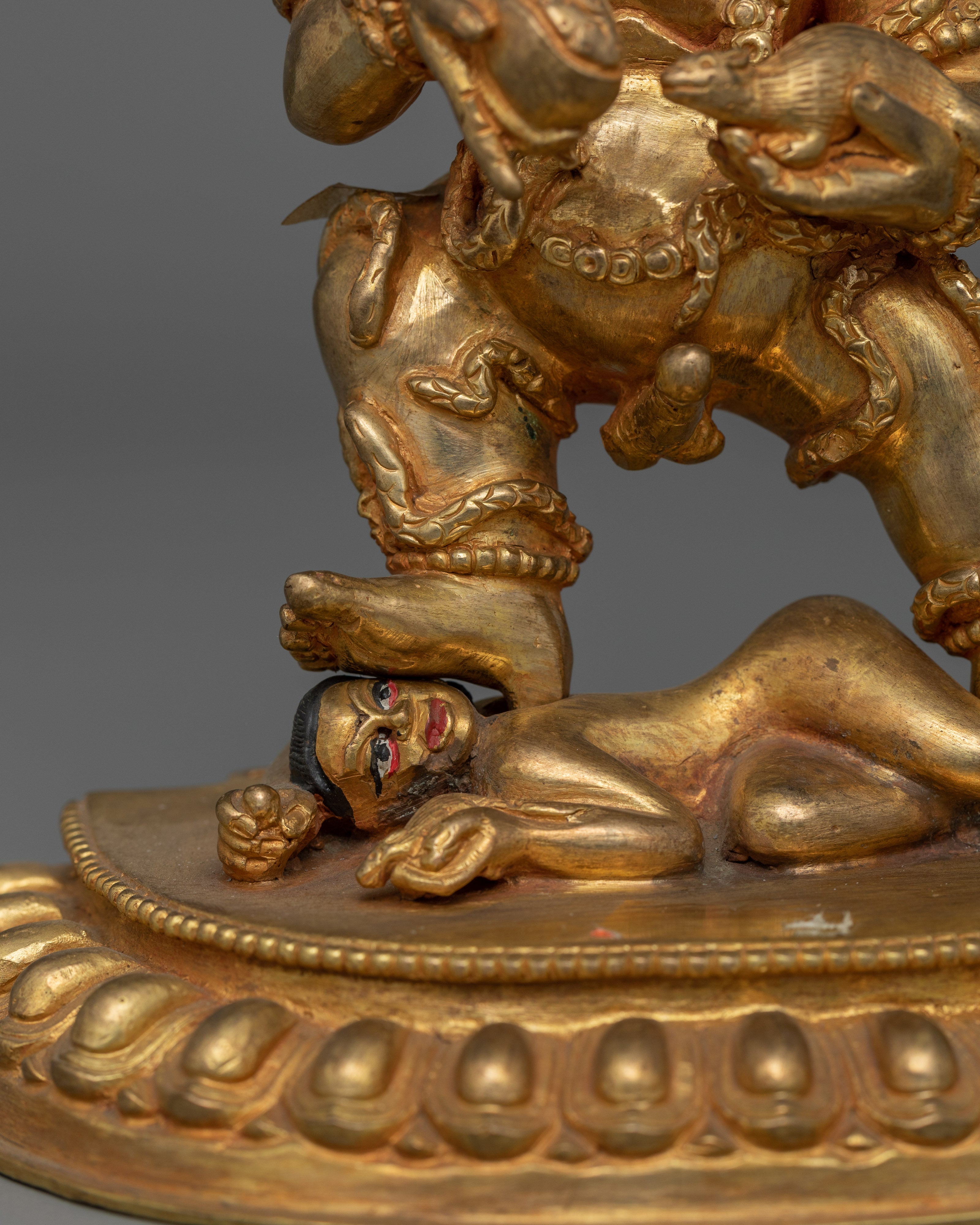 24K Gold Black Dzambhala Sculpture | Buddhist Protector of Wealth and Harmony