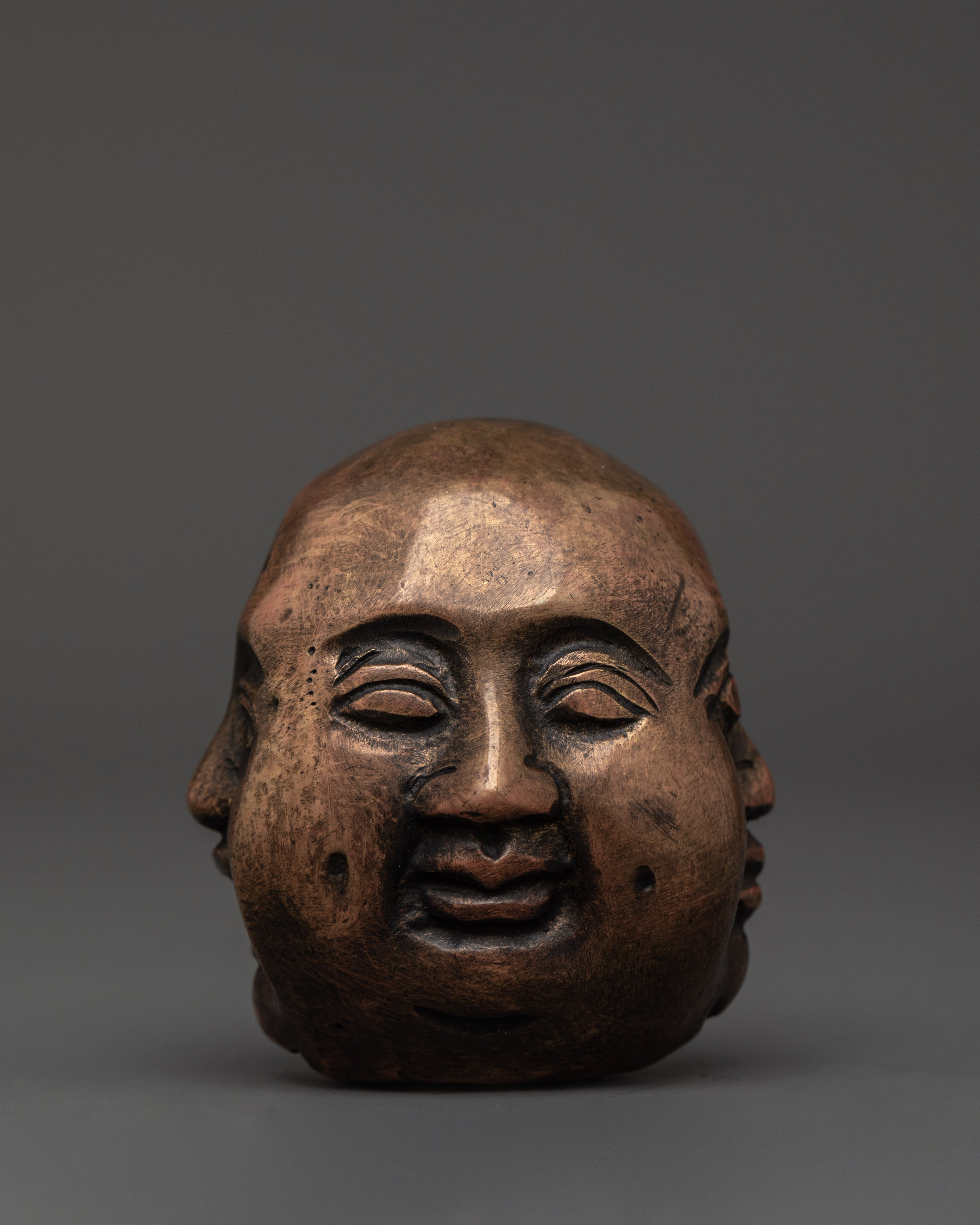 Decorative Laughing Buddha Head | Brass Buddha Sculpture for Home Decor