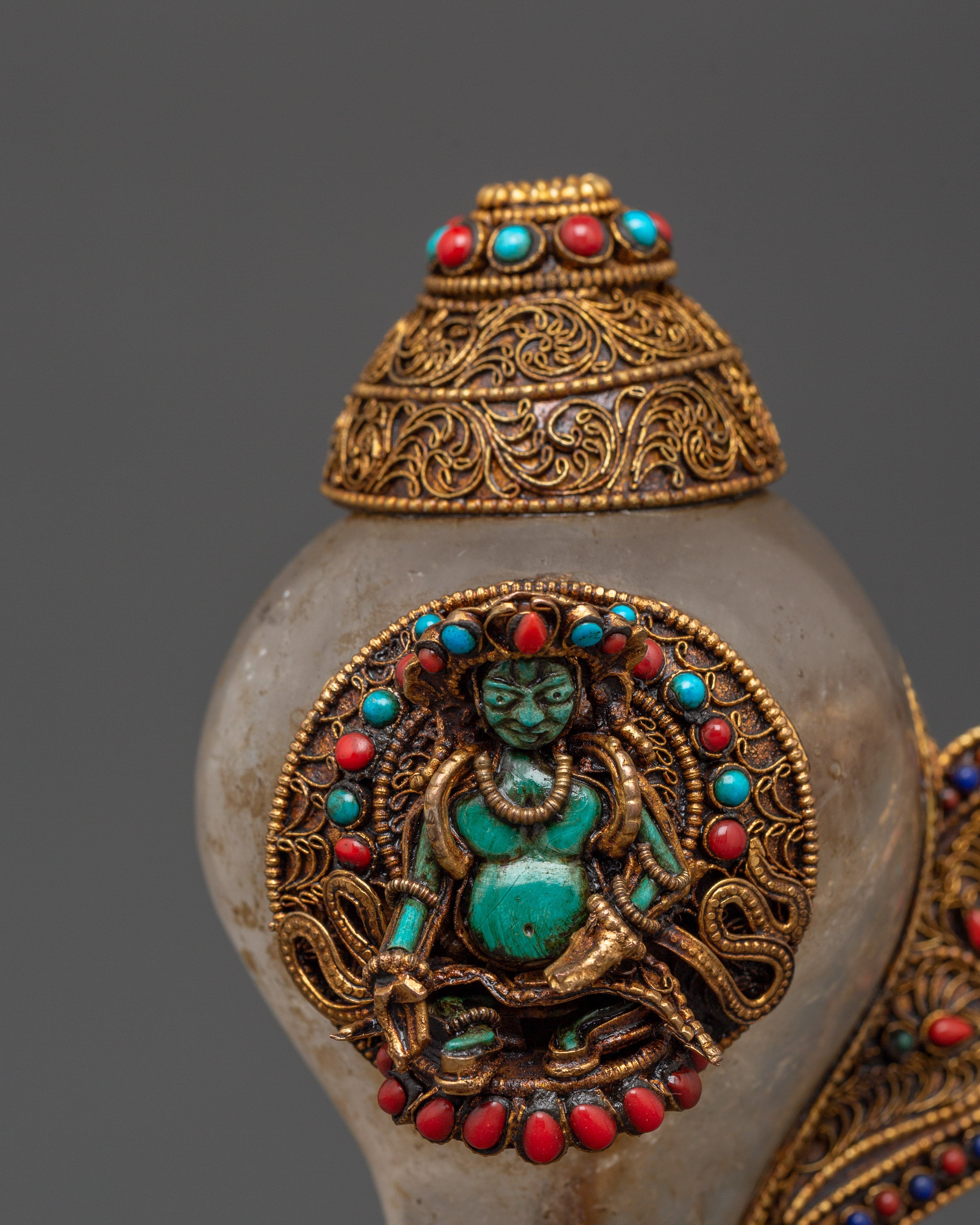 Crystal Conch Shell with Copper Body | Tibetan Spiritual Decor