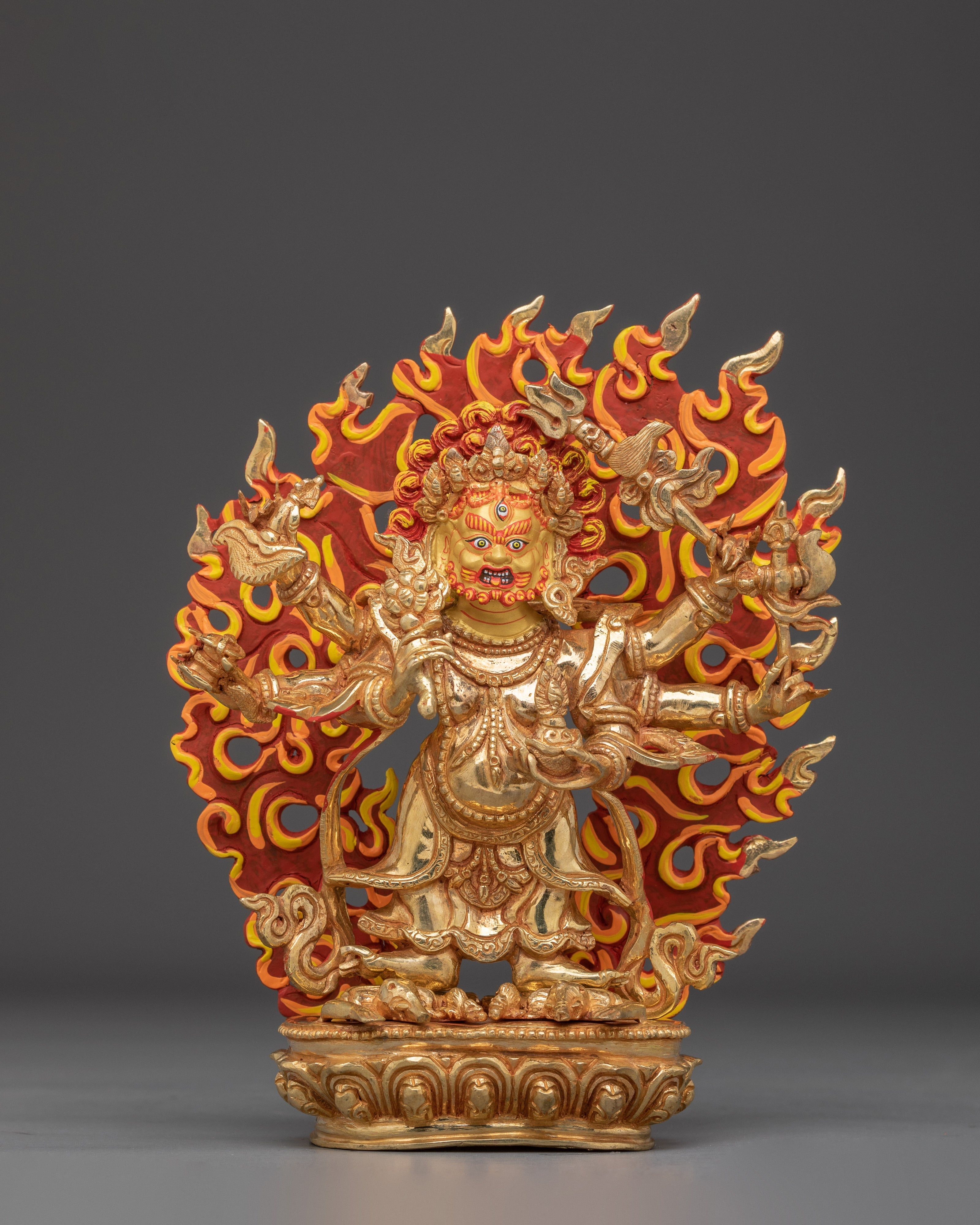 White Mahakala Gold Gilded Statue