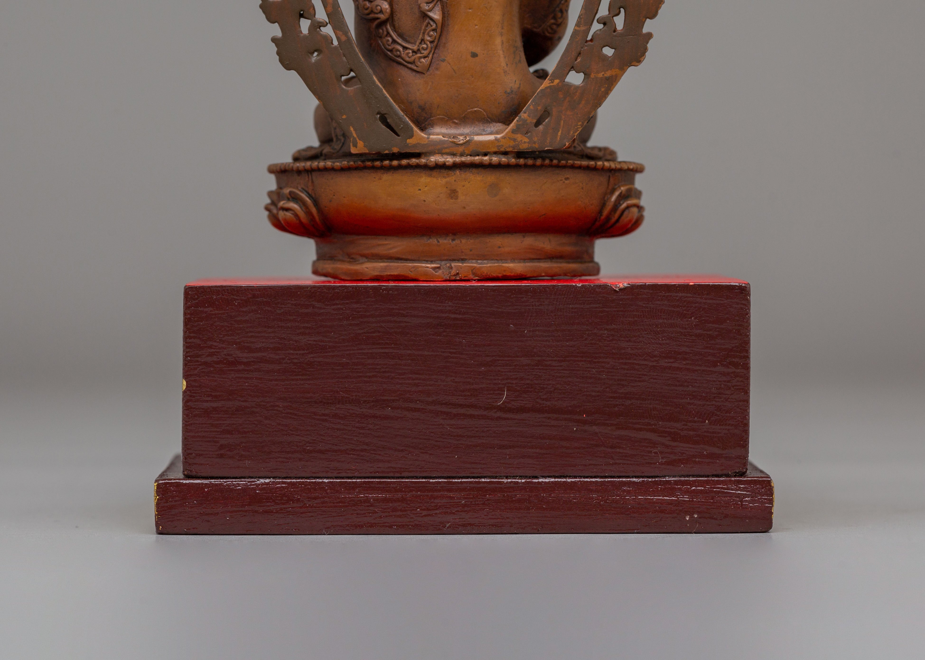 Amitabha Buddha Deity Statue | Handcrafted Copper & Wood Figure