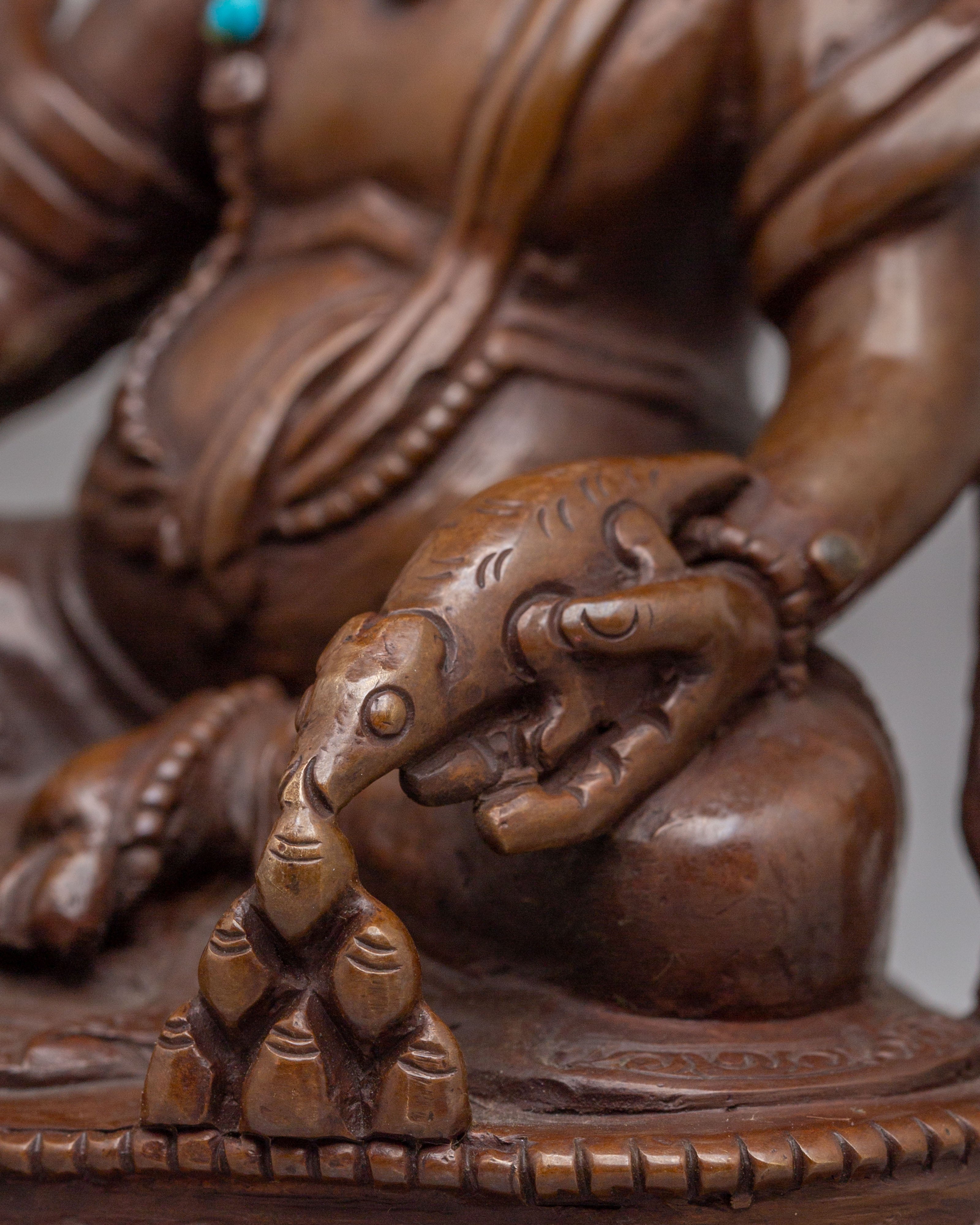 Tibetan Buddhist Dzambhala Statue | Oxidized Copper Buddhist Wealth Deity Sculpture