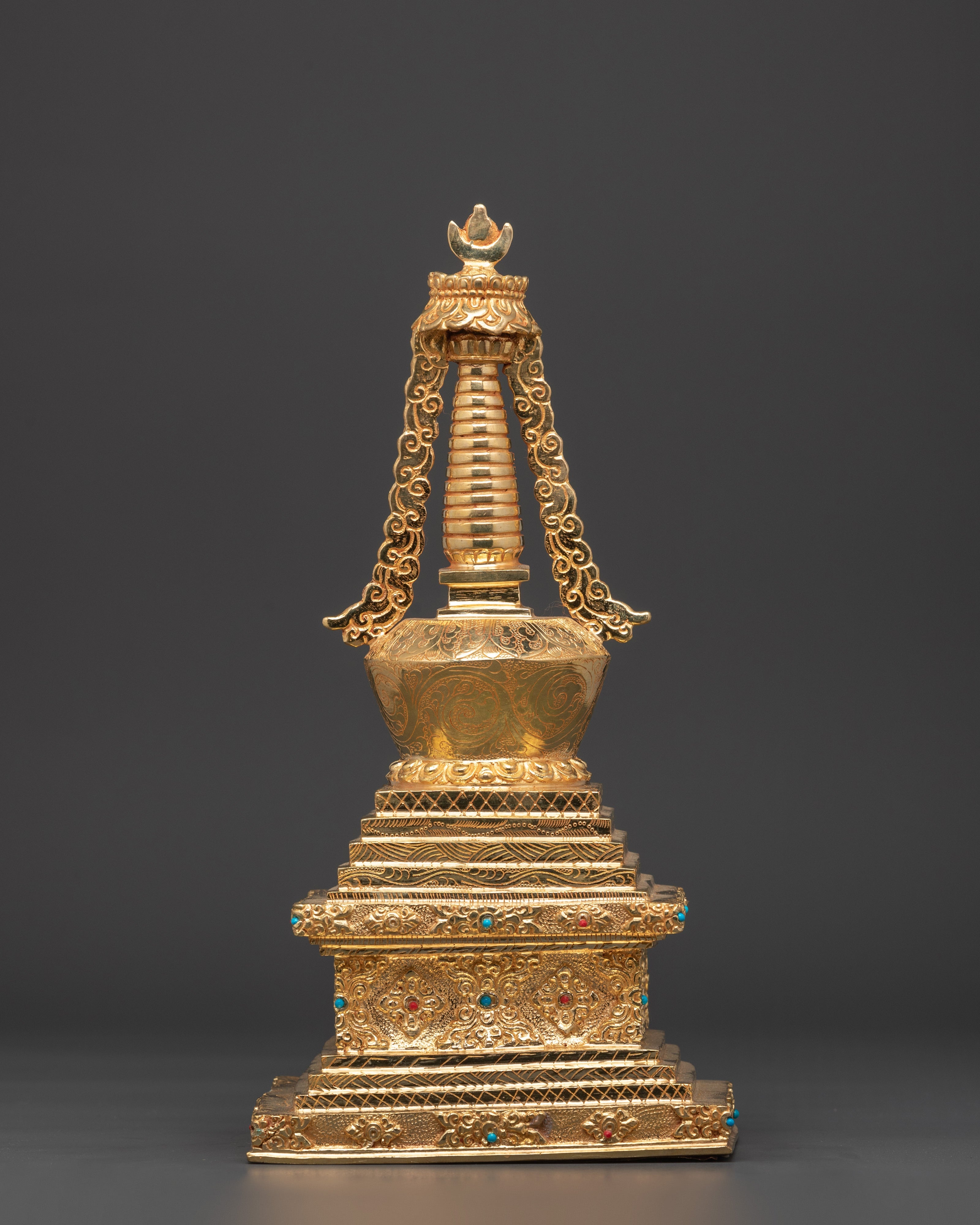 Handcrafted Spiritual Buddha Stupa | Copper Body with Gold Plating
