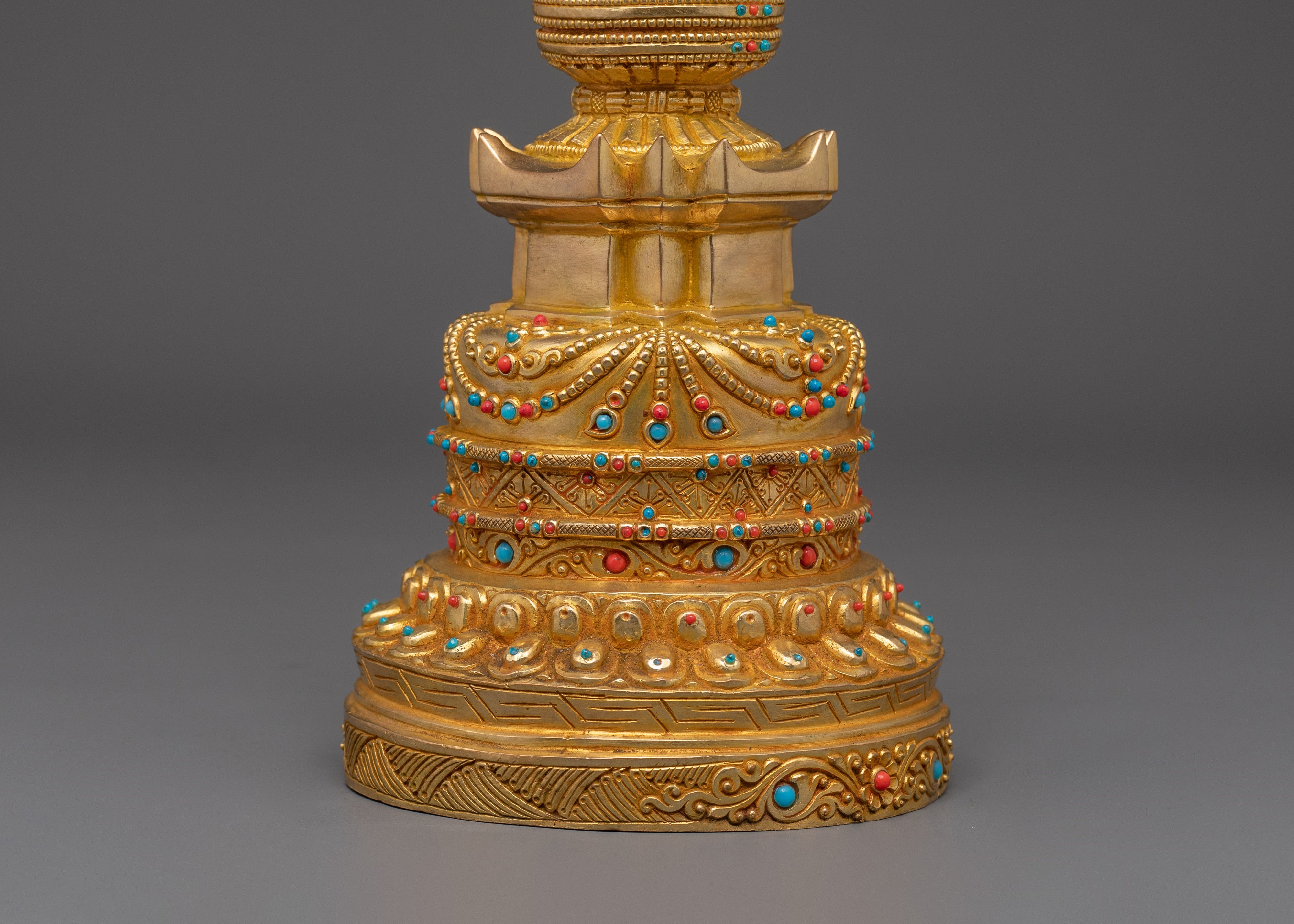 Sacred Buddhist Copper Stupa | Spiritual Figure for Altars and Blessings