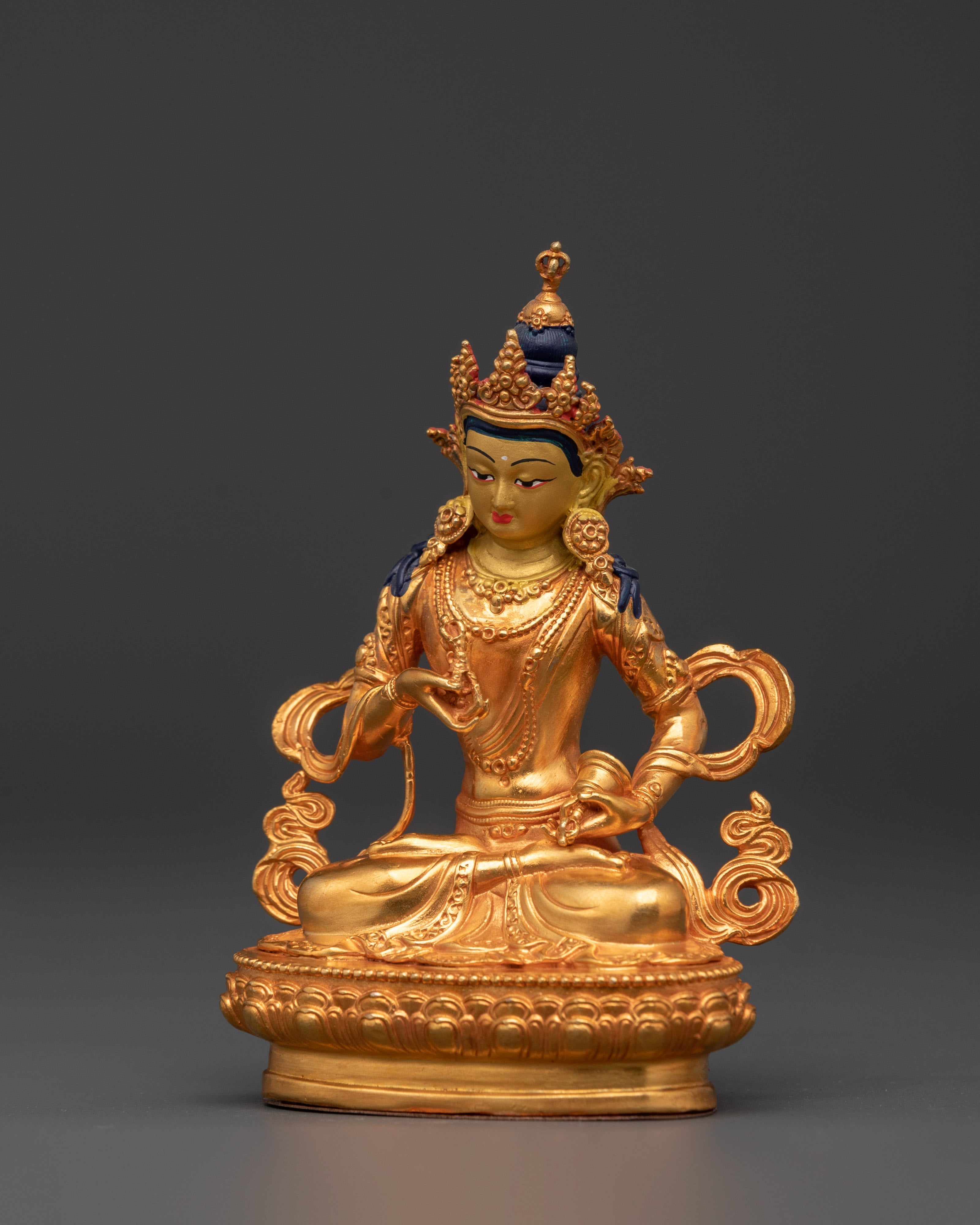 Vajrasattva Copper Sculpture | Gold-Plated Buddhist Deity Holding Vajra & Bell
