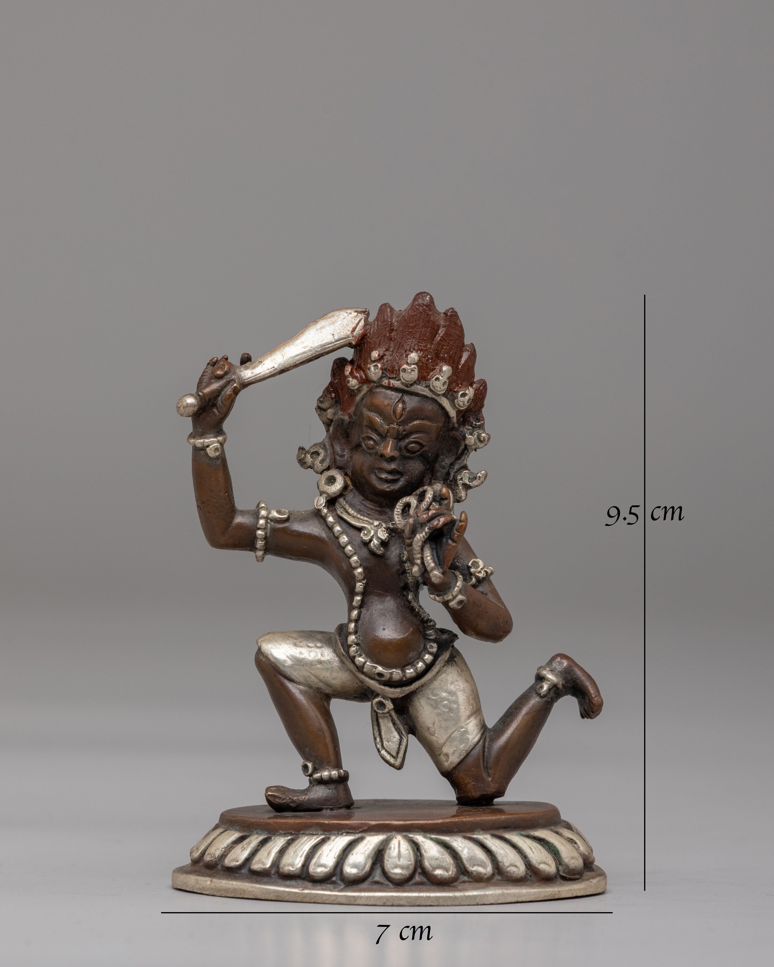 Spiritual Achala Sculpture | Silver Plated Copper Wrathful Deity