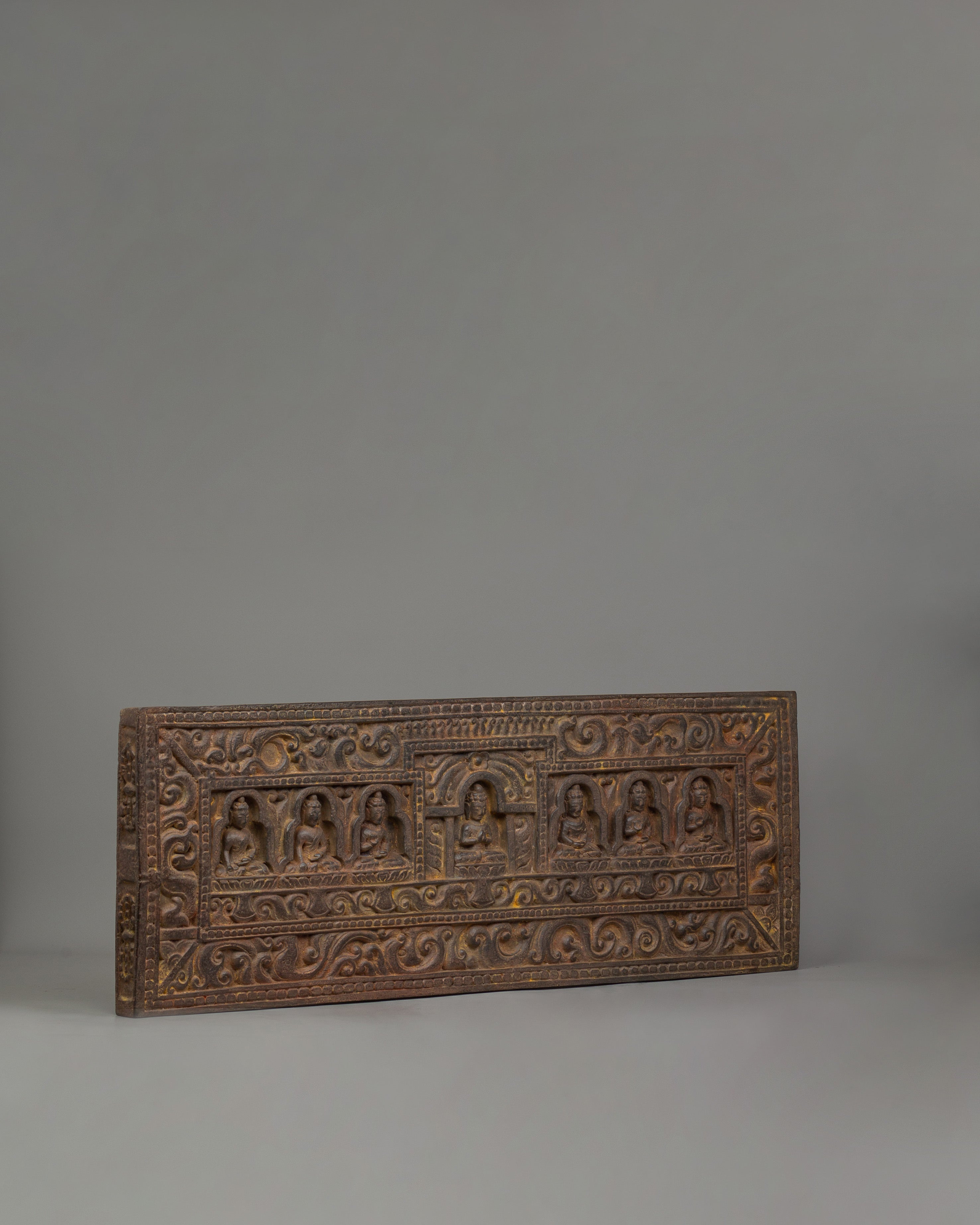 A Carved Wooden Sutra Cover | 102cm Tibetan Scripture Holder