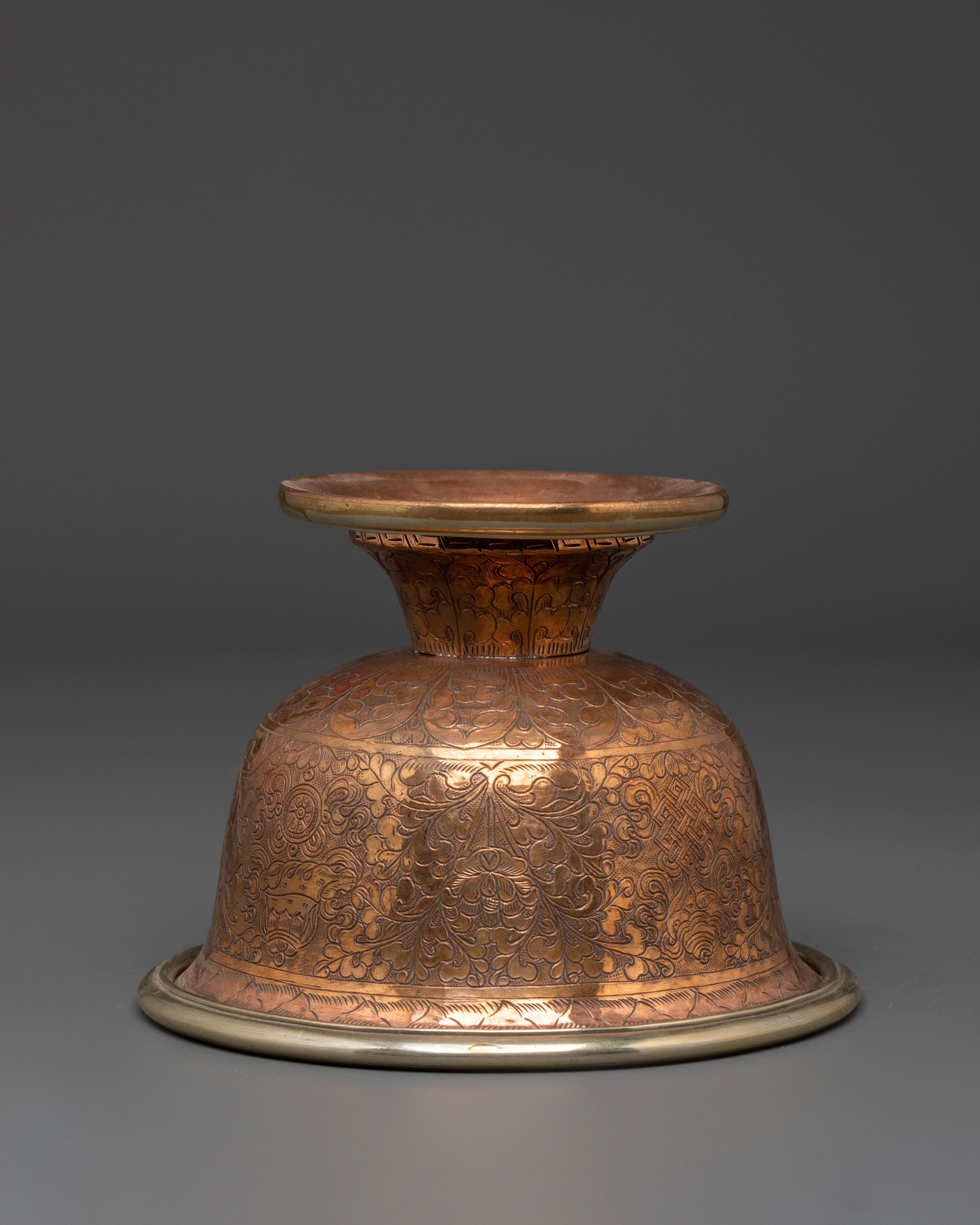Handcrafted Copper Offering Bowls Set | Ritual Tools for Buddhist Altar