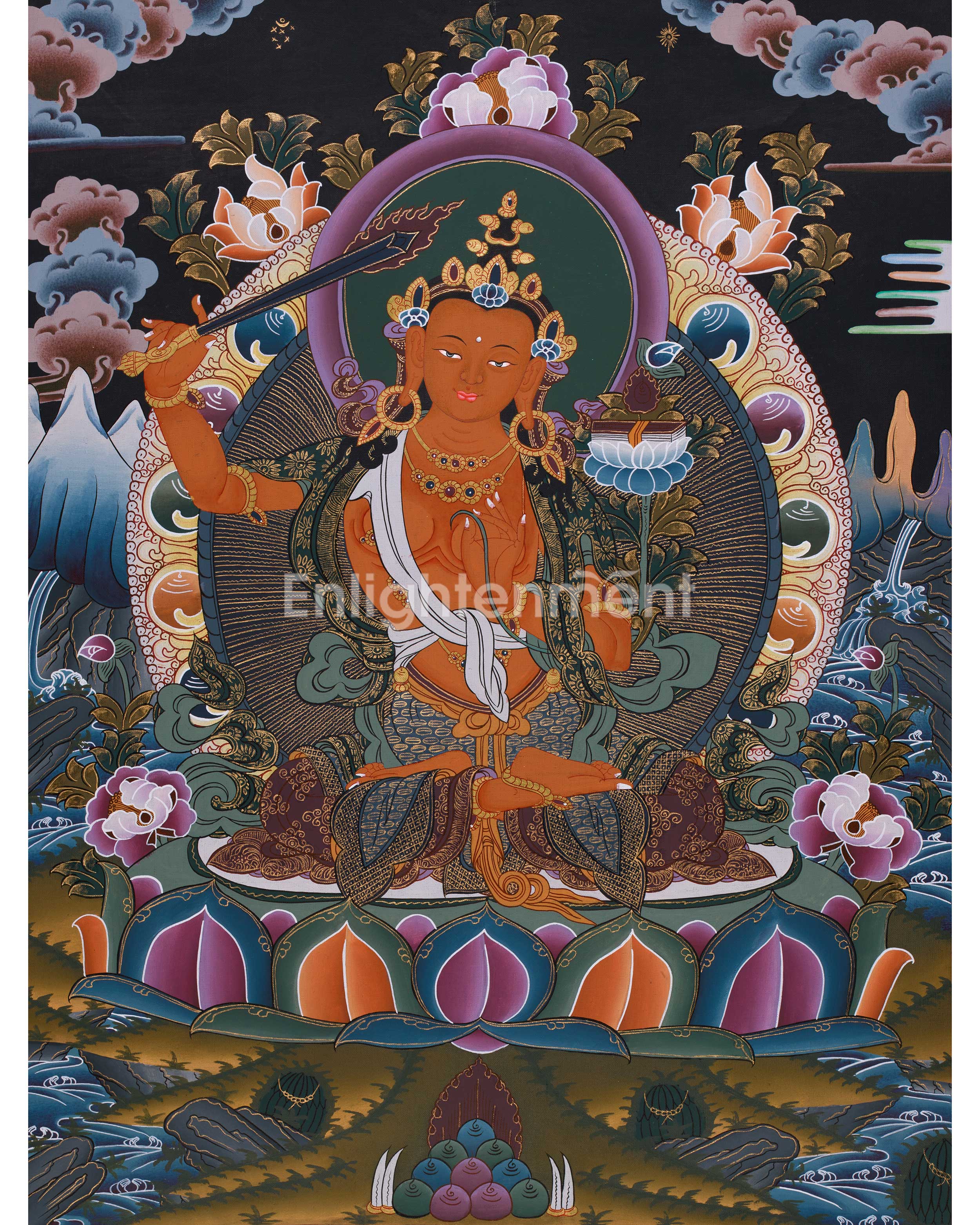 Original Traditional Manjushri Painting | Embodiment of Wisdom