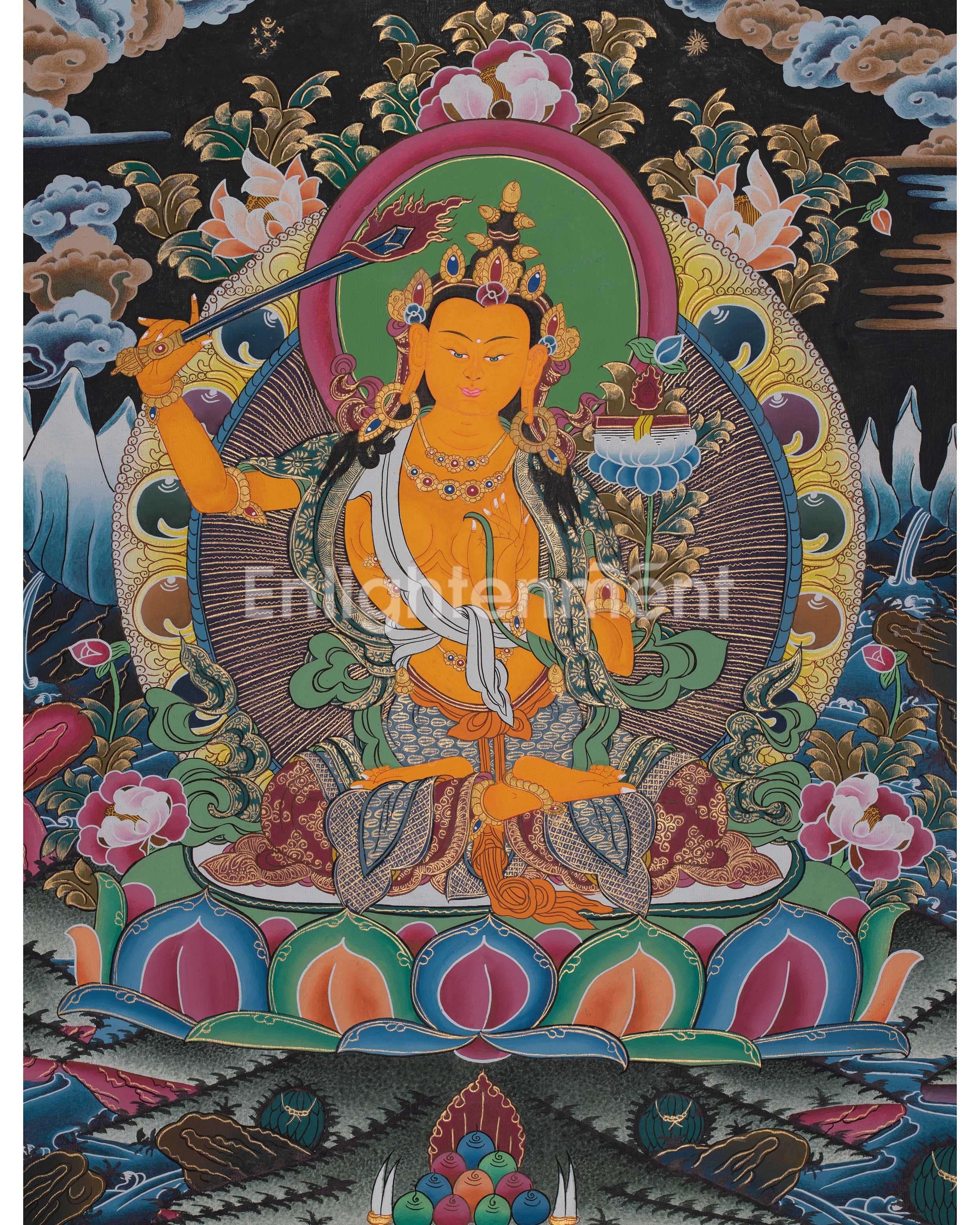 Original Traditional Manjushri Painting | Embodiment of Wisdom