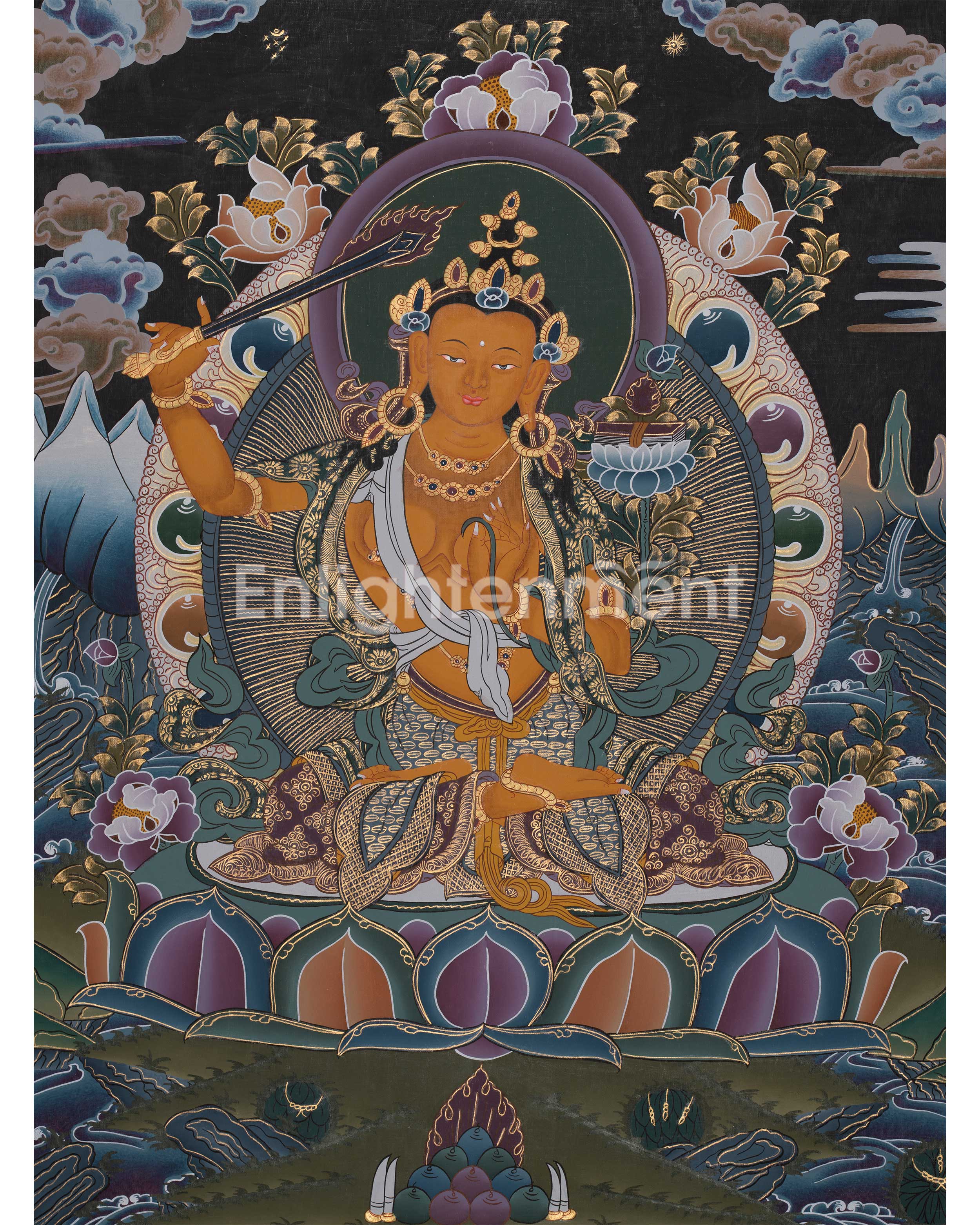 Original Traditional Manjushri Painting | Embodiment of Wisdom