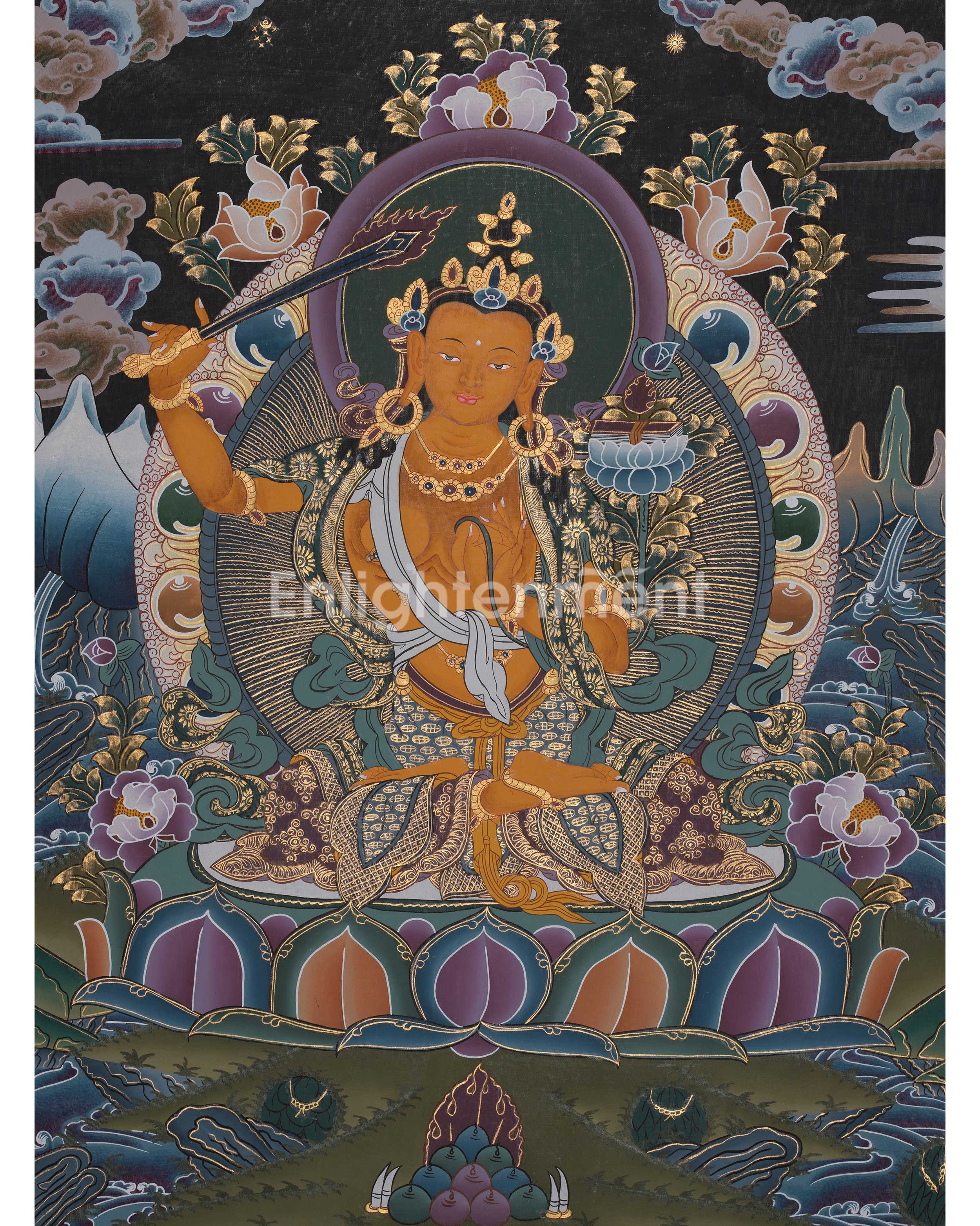 Original Traditional Manjushri Painting | Embodiment of Wisdom