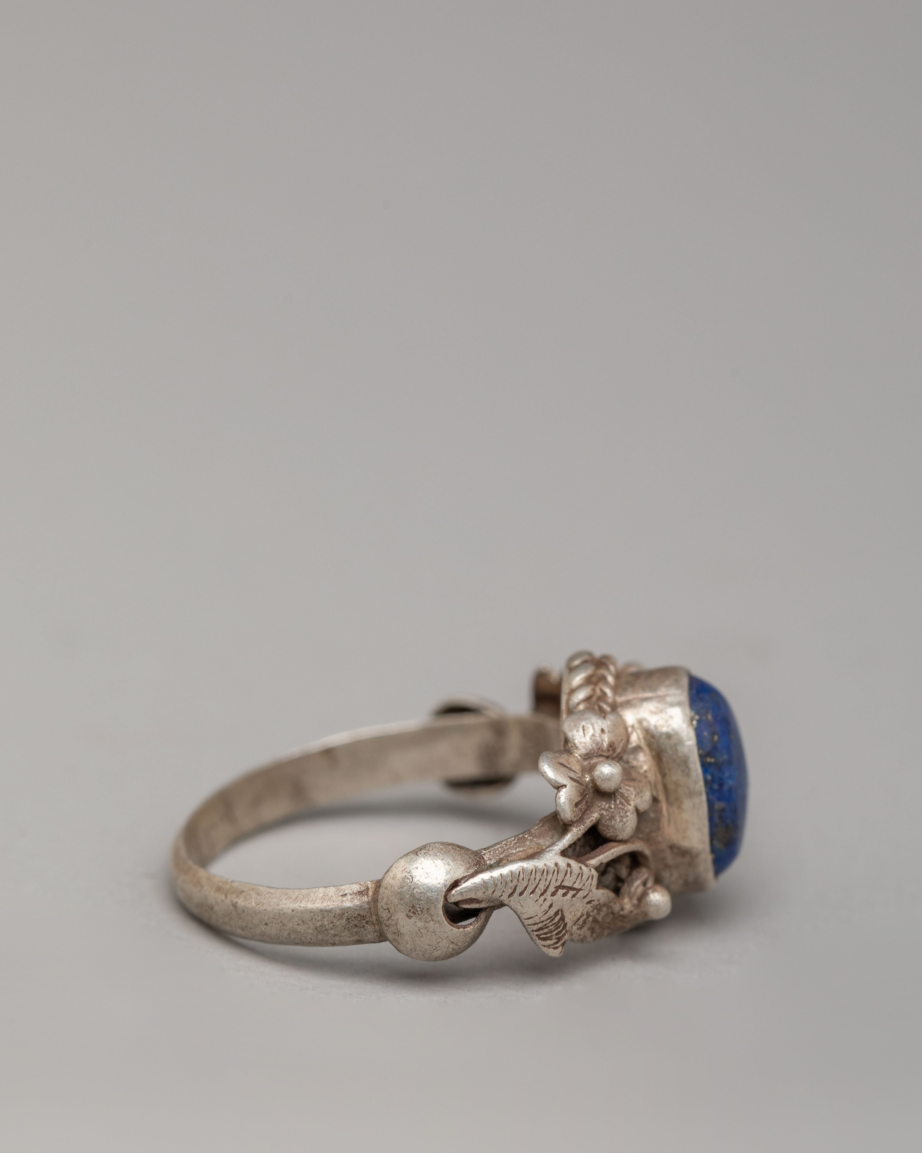 Traditional Tibetan Ring | Silver Ring with Natural Zircon Stone