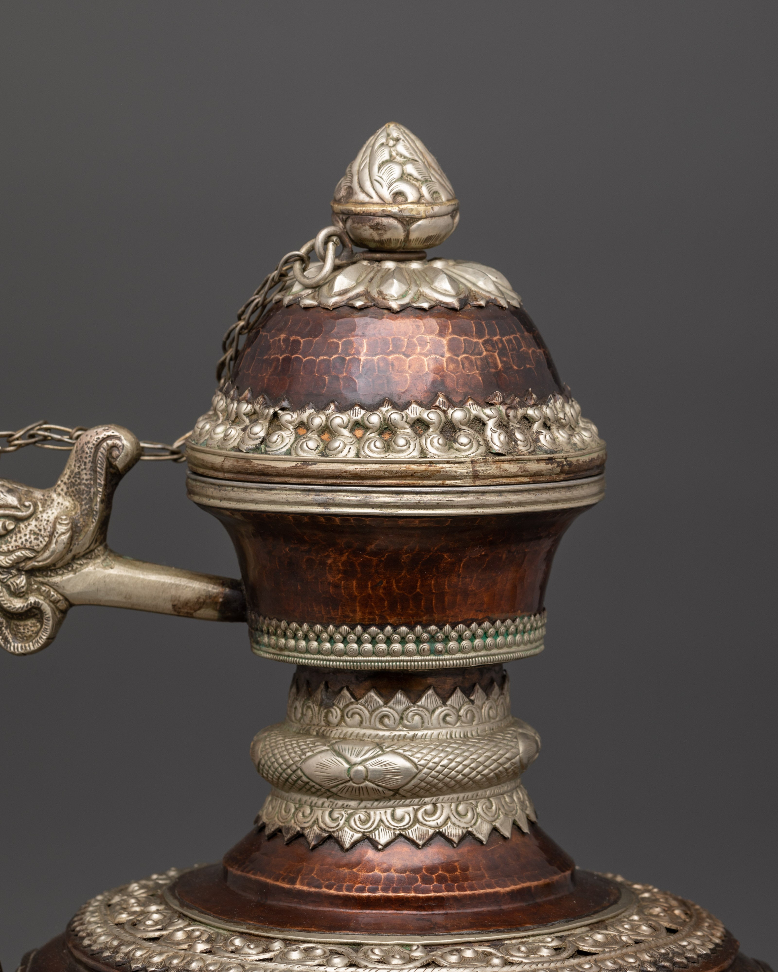 Traditional Himalayan Copper Tea Pot | Handcrafted Buddhist Altar & Temple Decor