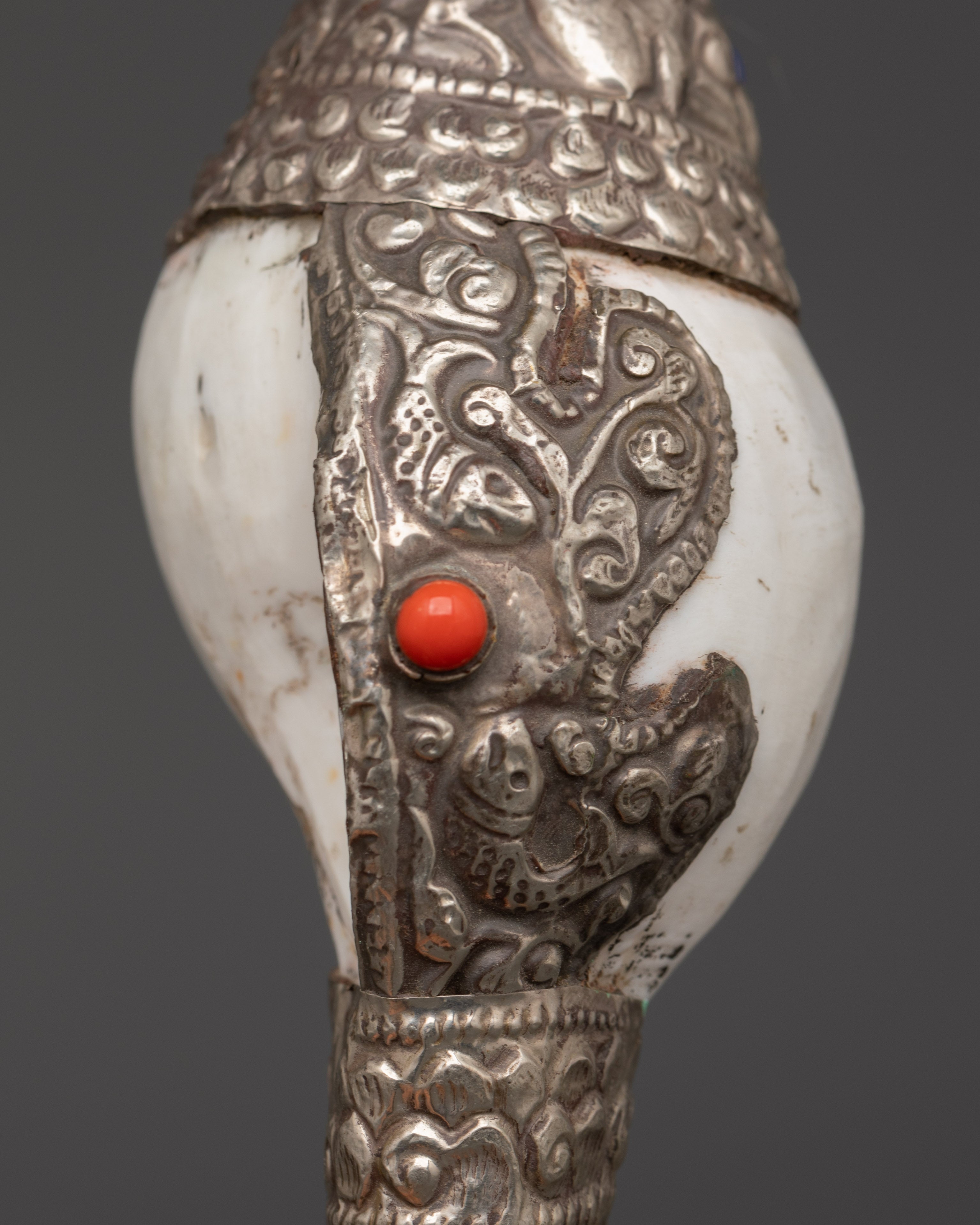 Tibetan Ritual Conch Shell | Handcrafted Buddhist Ritual Sacred Instrument