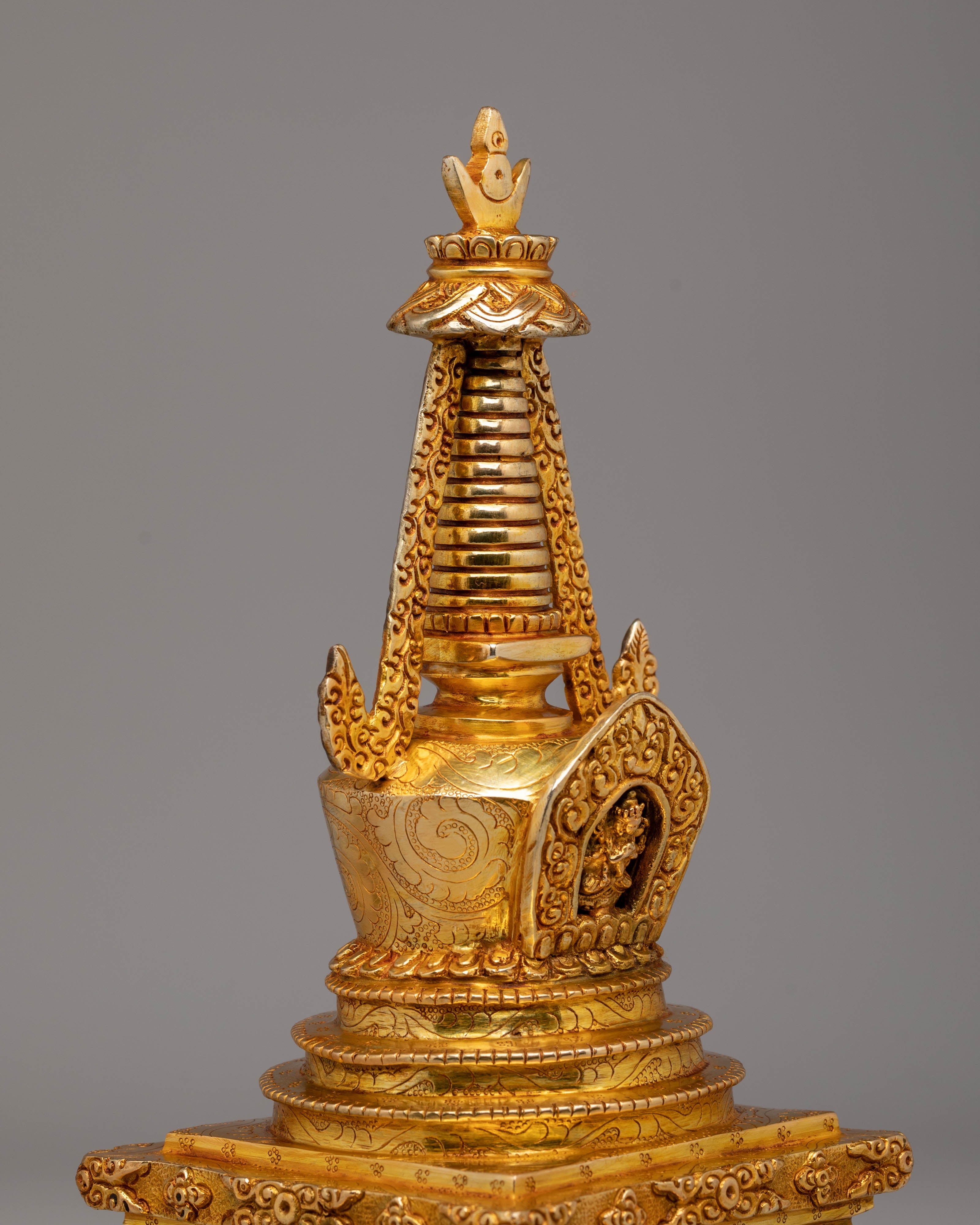 Buddhist Handcrafted Stupa for Rituals | Sacred Tibetan Stupa Art