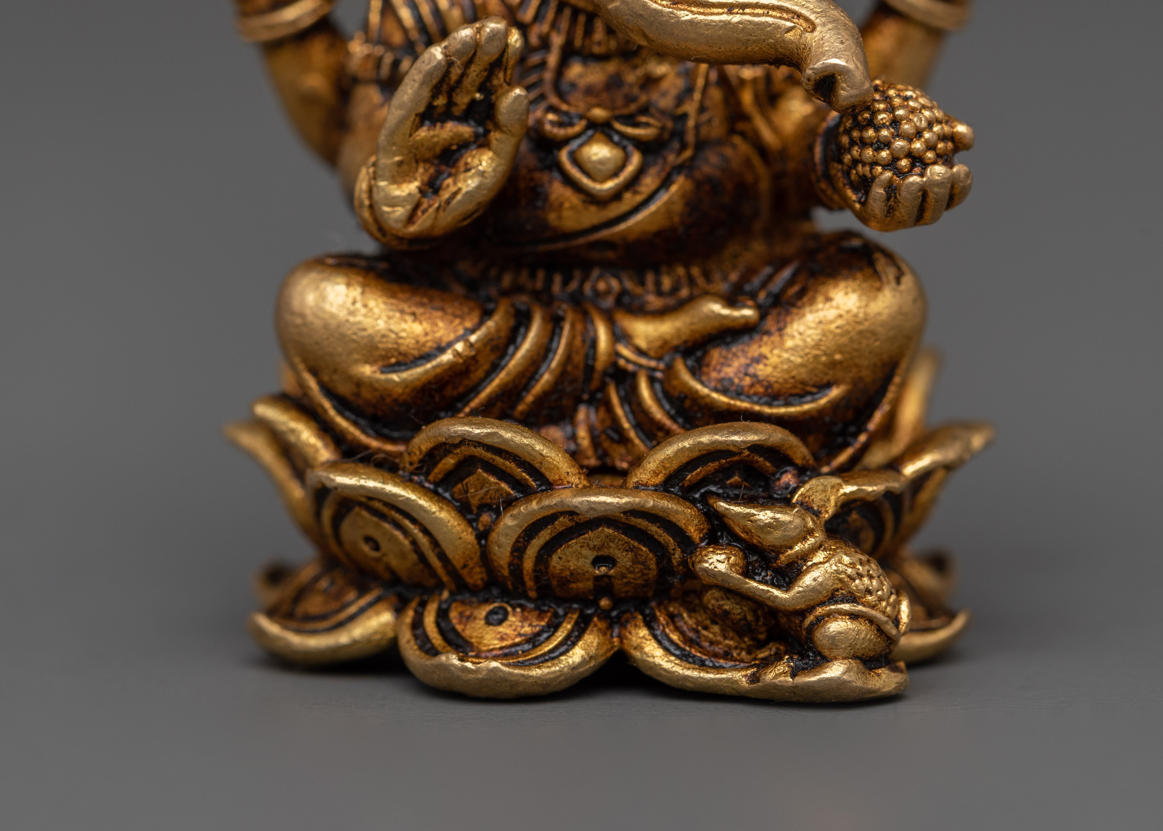 Brass Ganesh Statue with Halo | Ganesha Idol for Wisdom, Guidance & Protection