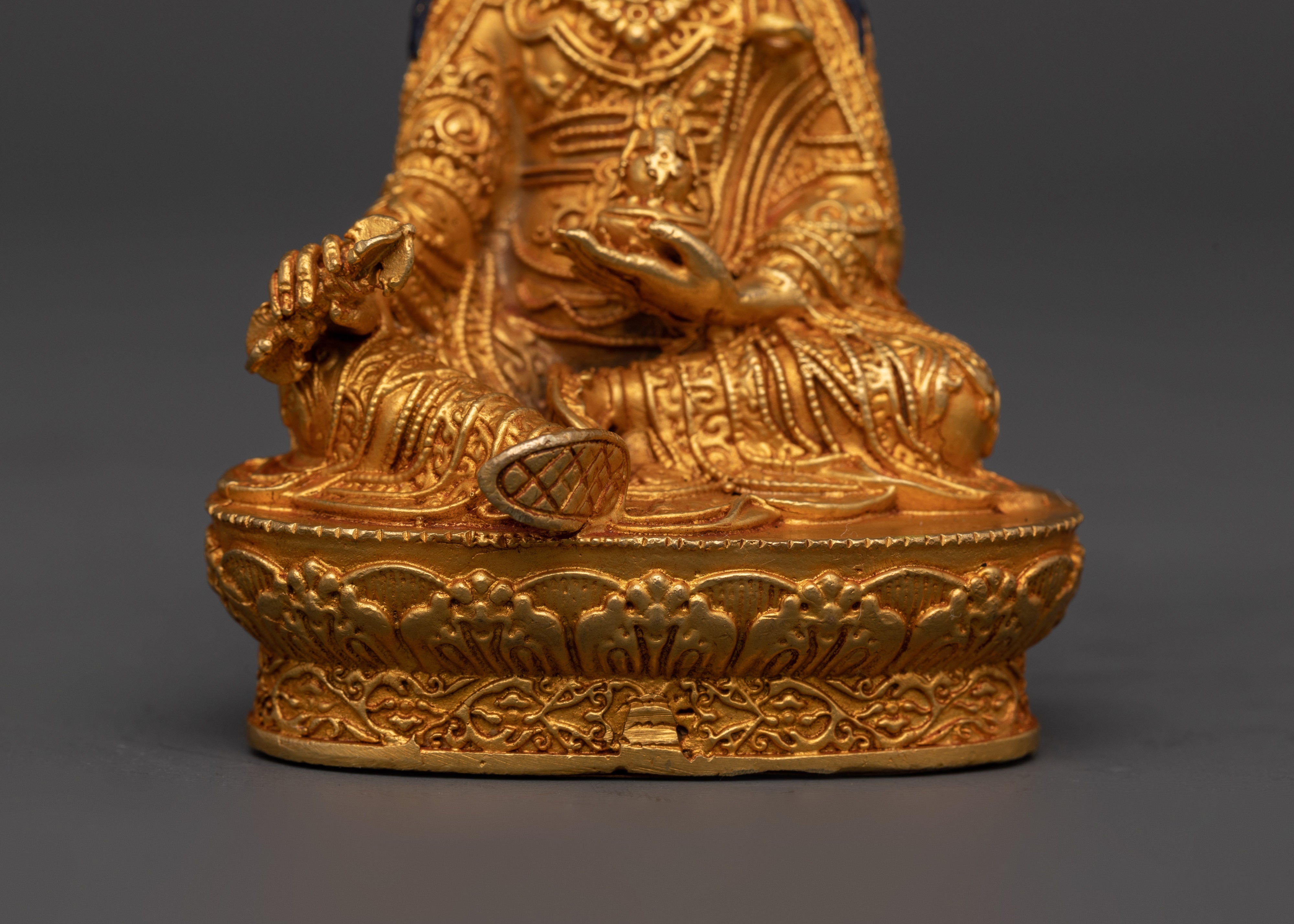 Guru Rinpoche Statue with Trident | Handcrafted Tibetan Master Sculpture