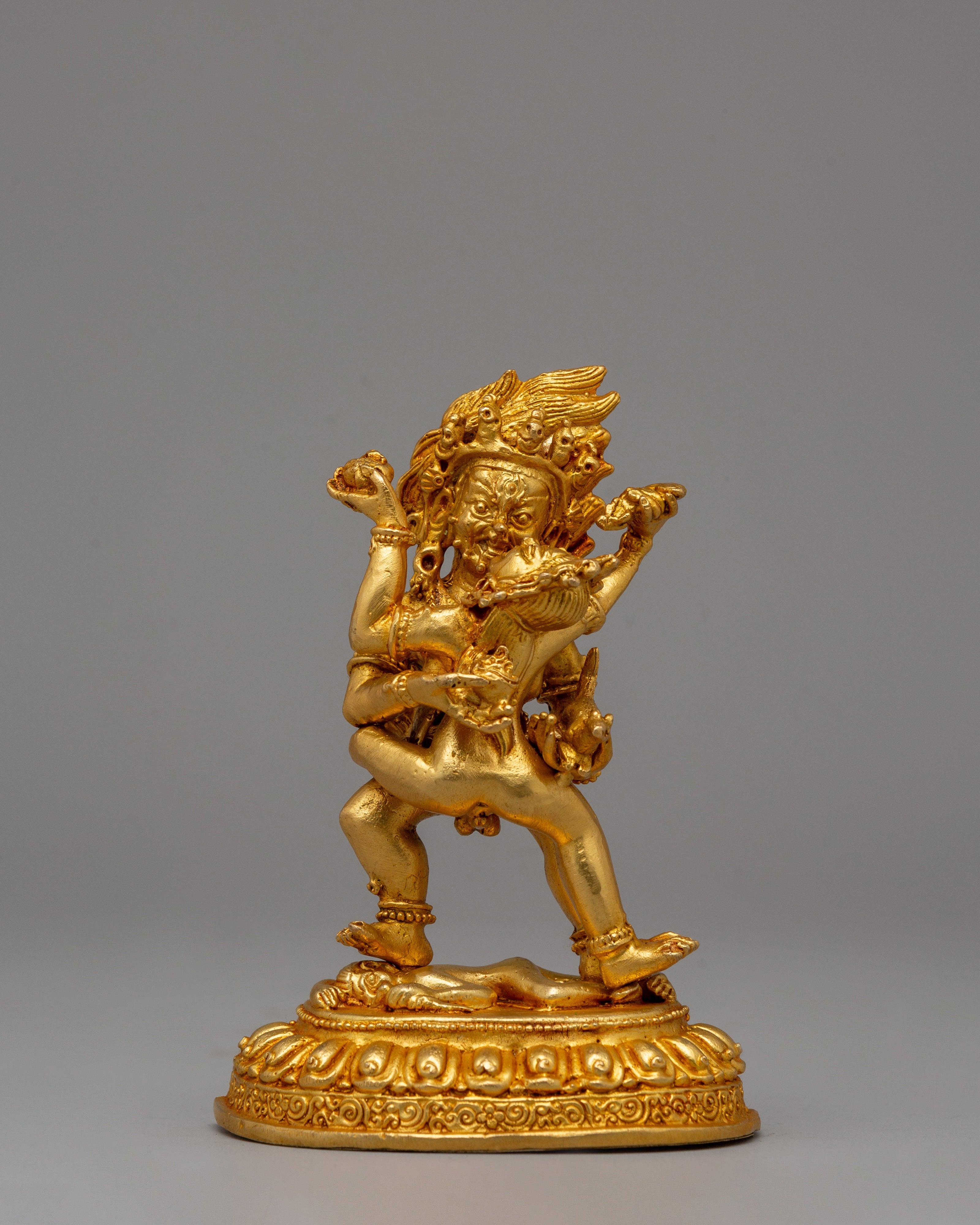 Black Dzambhala with Consort statue |  Buddhist Prosperity Sculpture