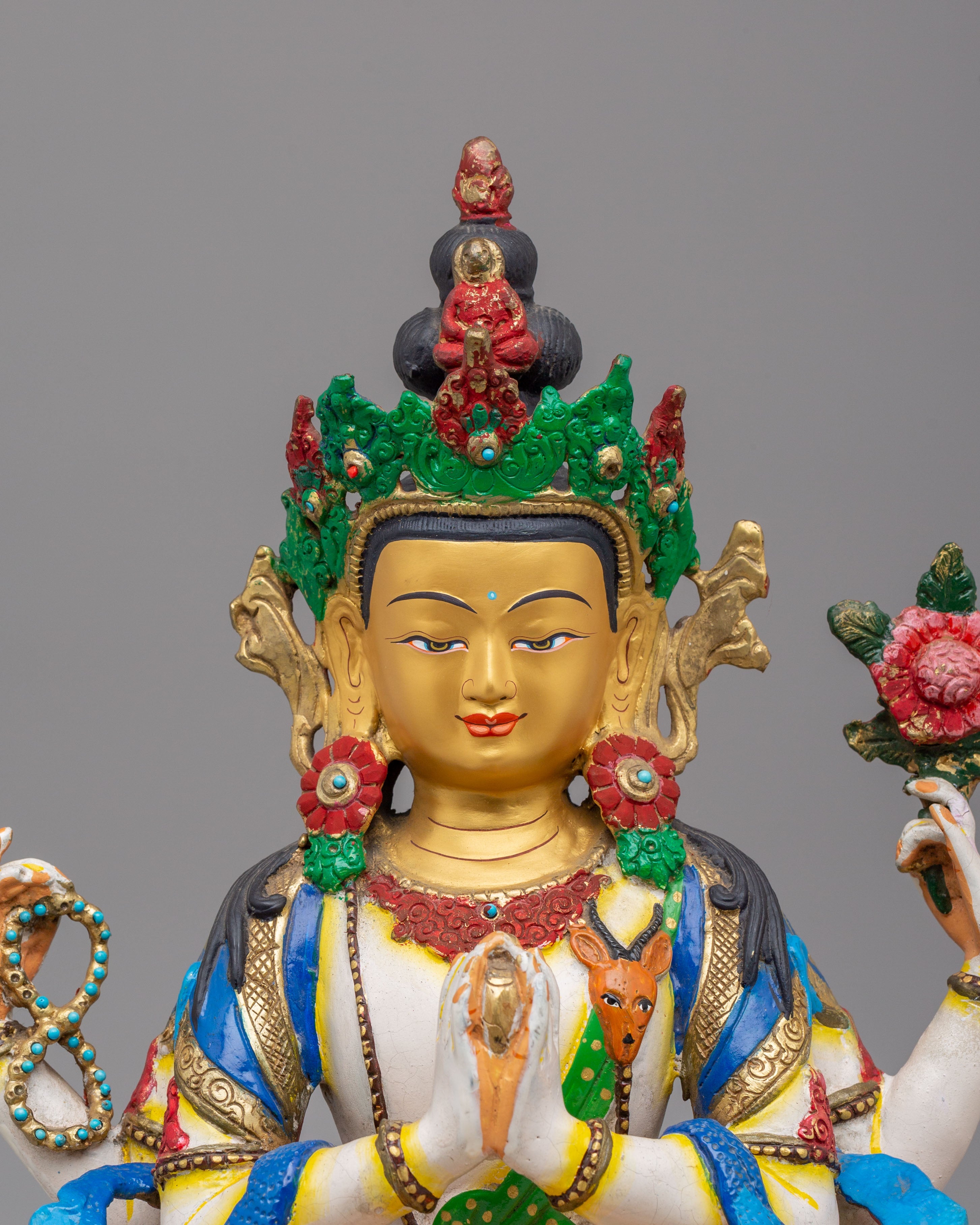 Handcrafted Compassion Chenrezig Statue | Tibetan Bodhisattva Art