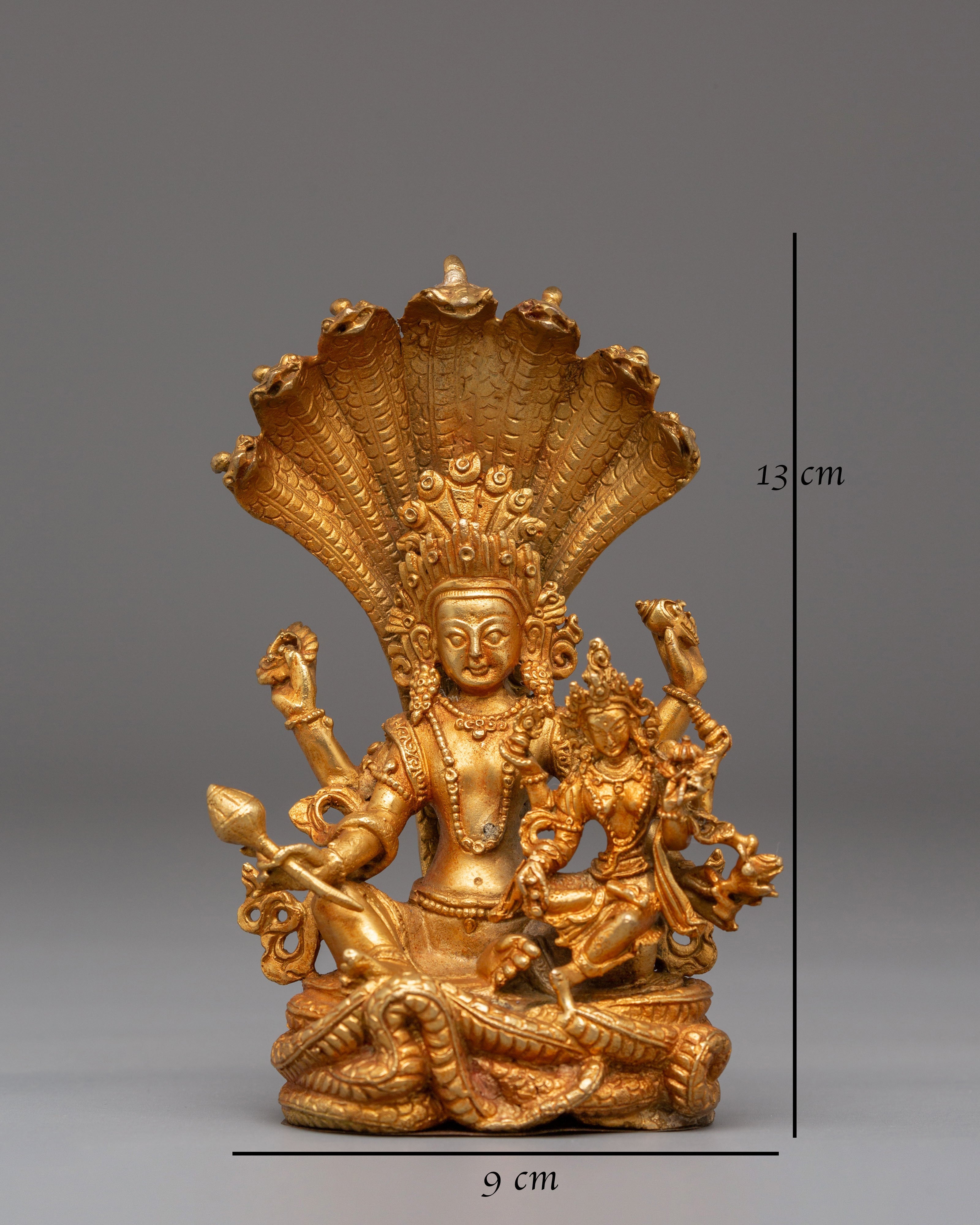 Handcrafted Vishnu Copper Statue | Gold Plated Hindu Deity