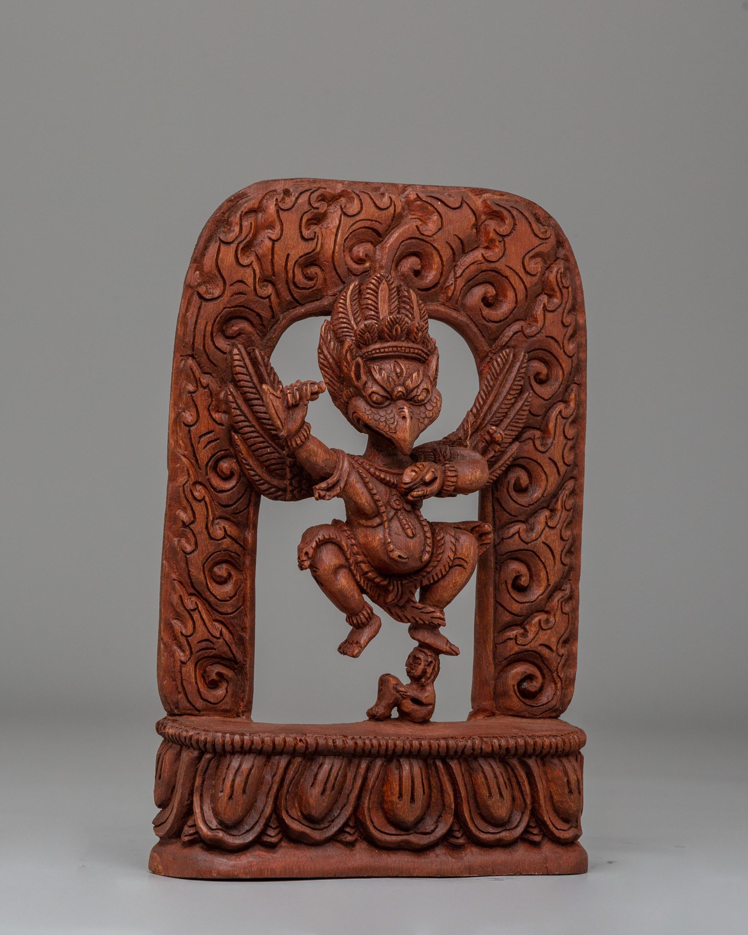 Garuda Statue  | Hand-Carved Wooden Garuda Deity Sculpture
