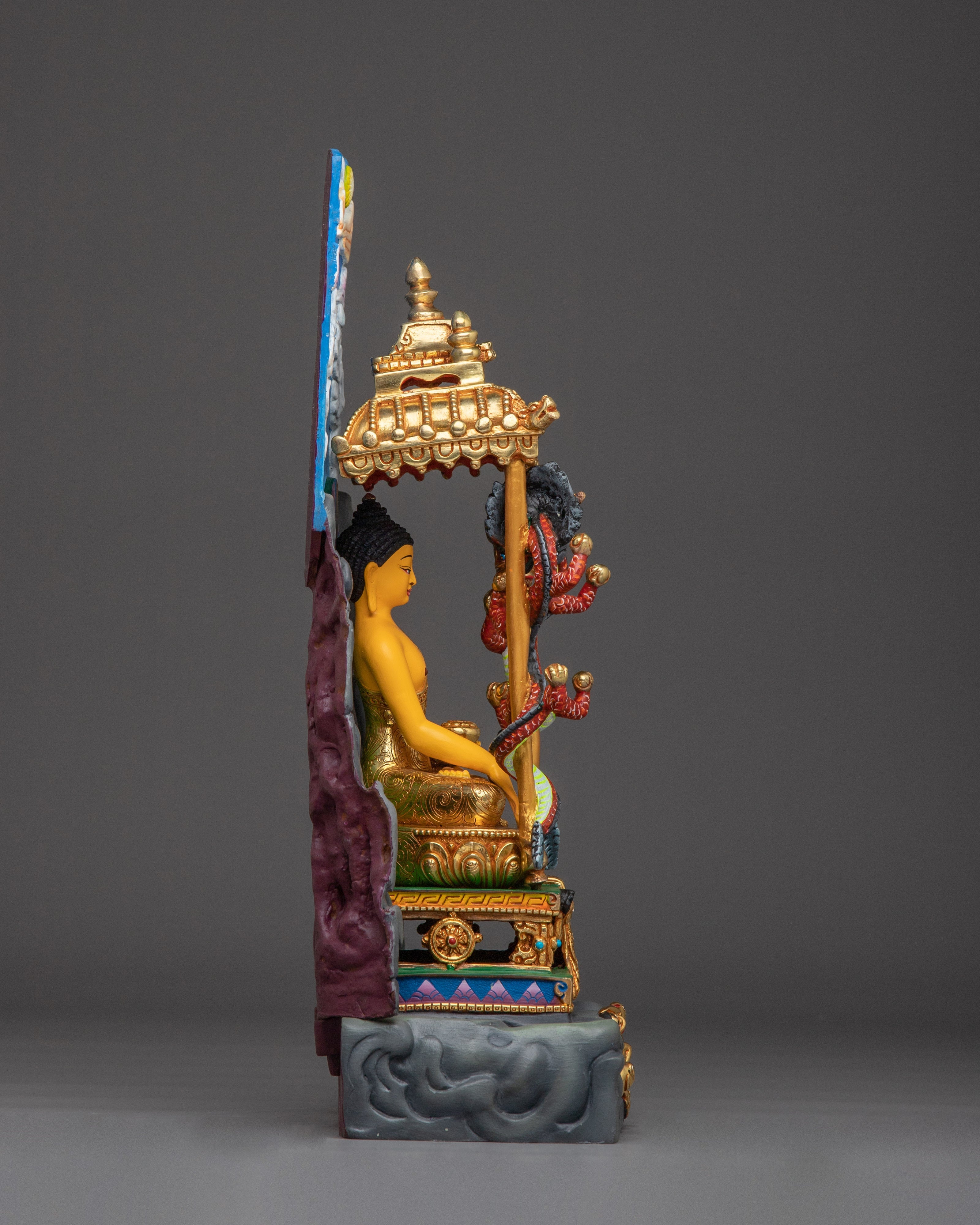 Handmade shakyamuni Buddha With Throne | Statue for Altar & Meditation