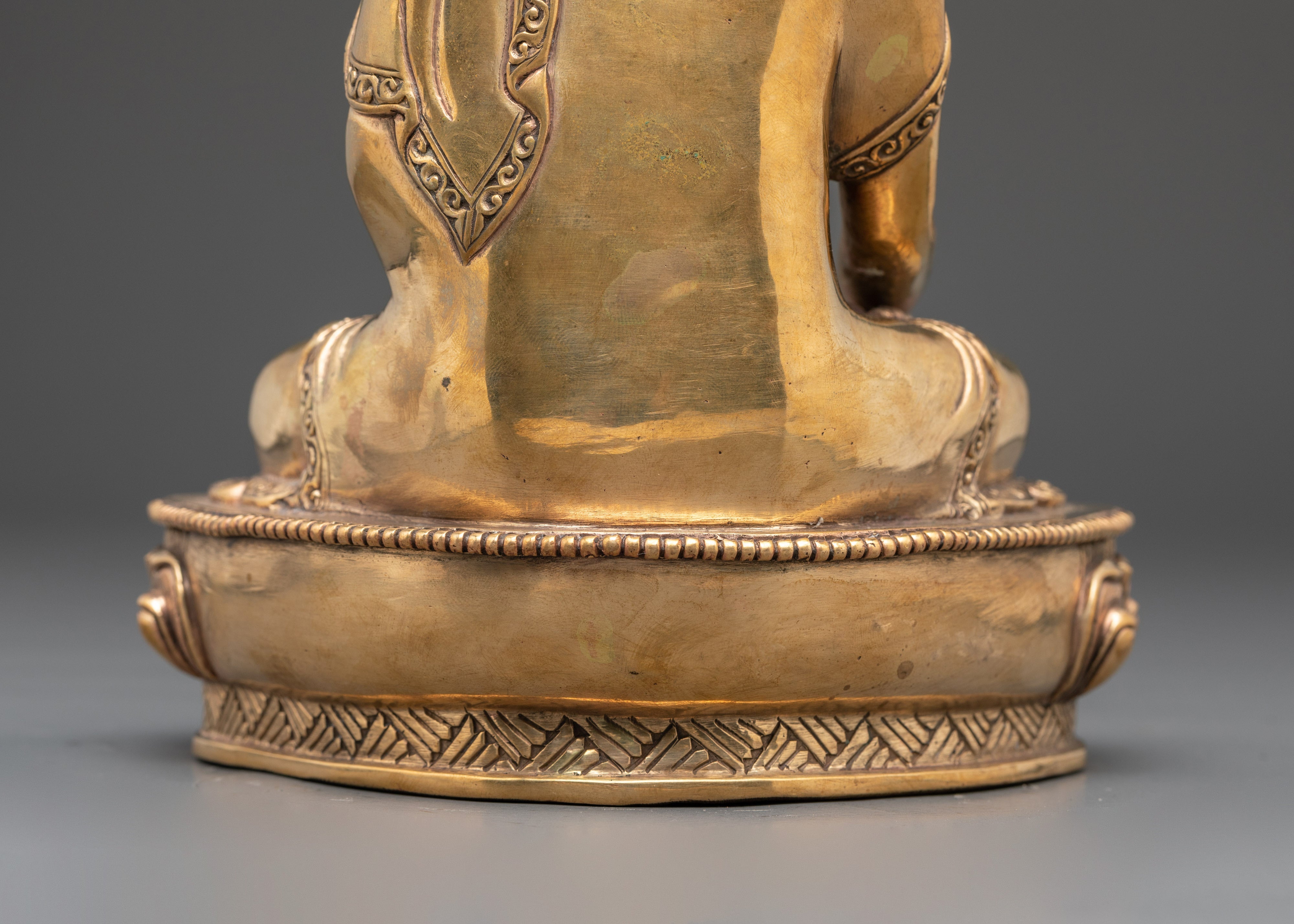 Traditional Shakyamuni Buddha Figurine | Gold Plated Copper Meditation Statue