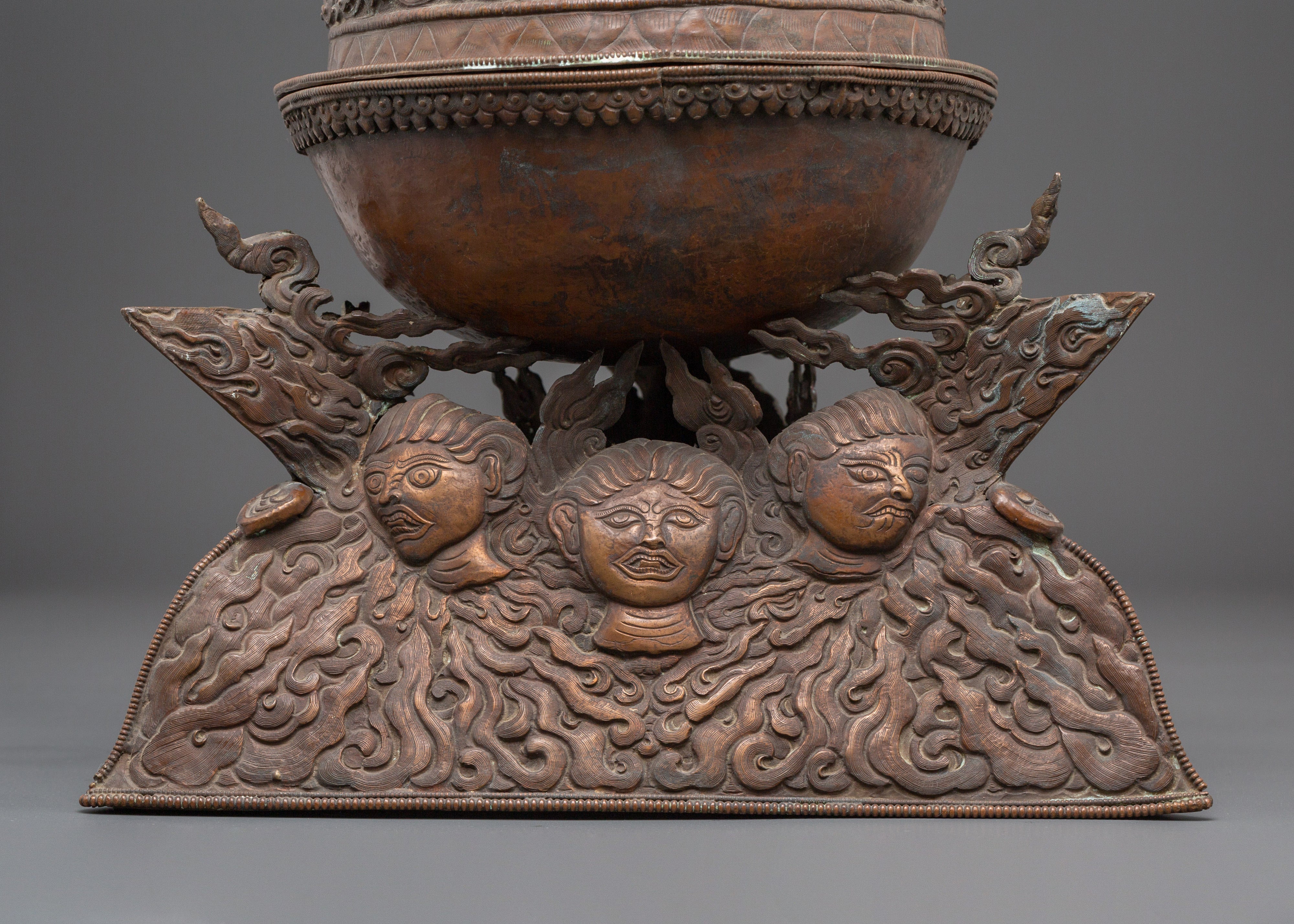 Copper Ritual Kapala | Tibetan Buddhist Skull Cup Offering Bowl