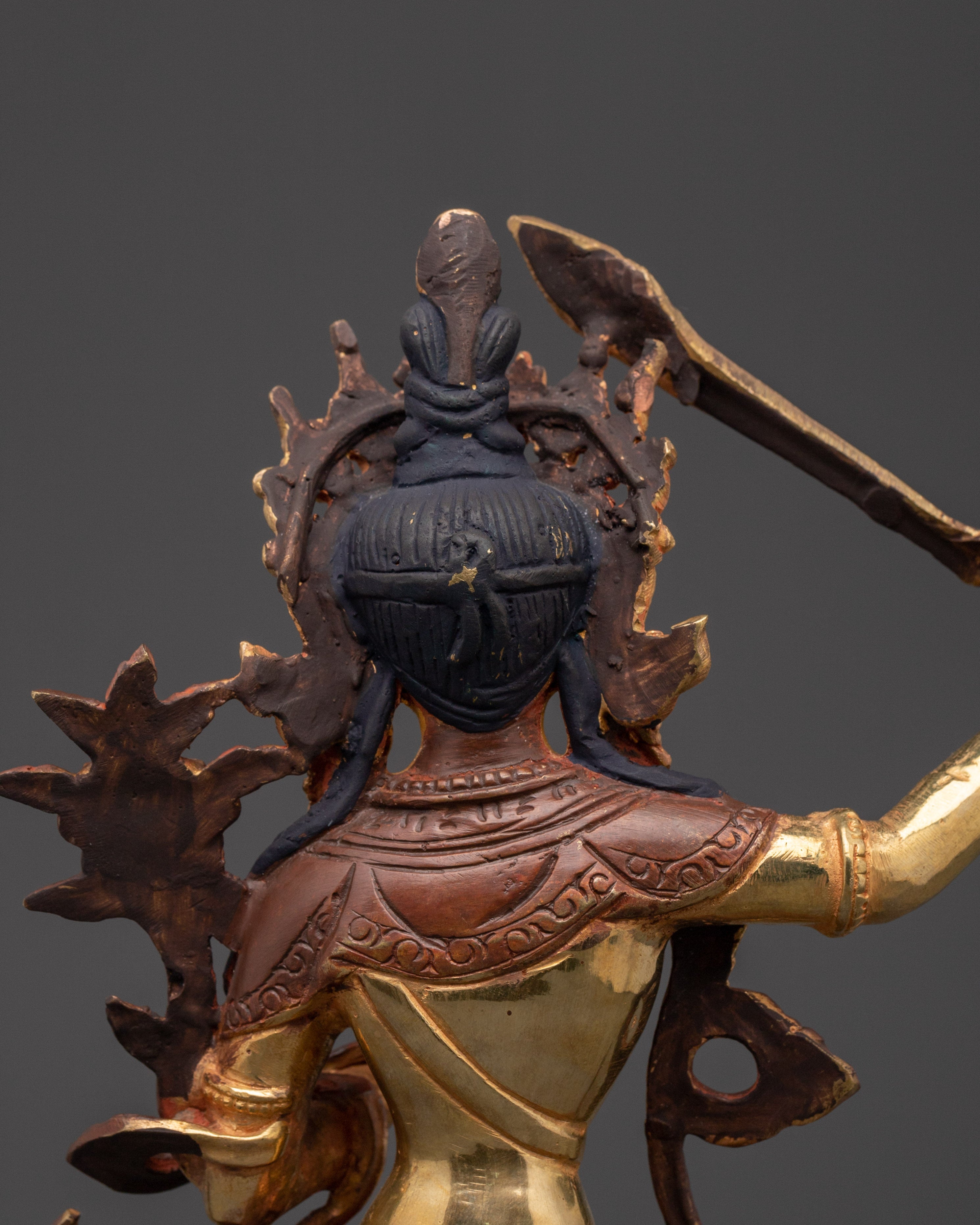Gold Plated Manjushri Statue | Buddhist Wisdom Figurine