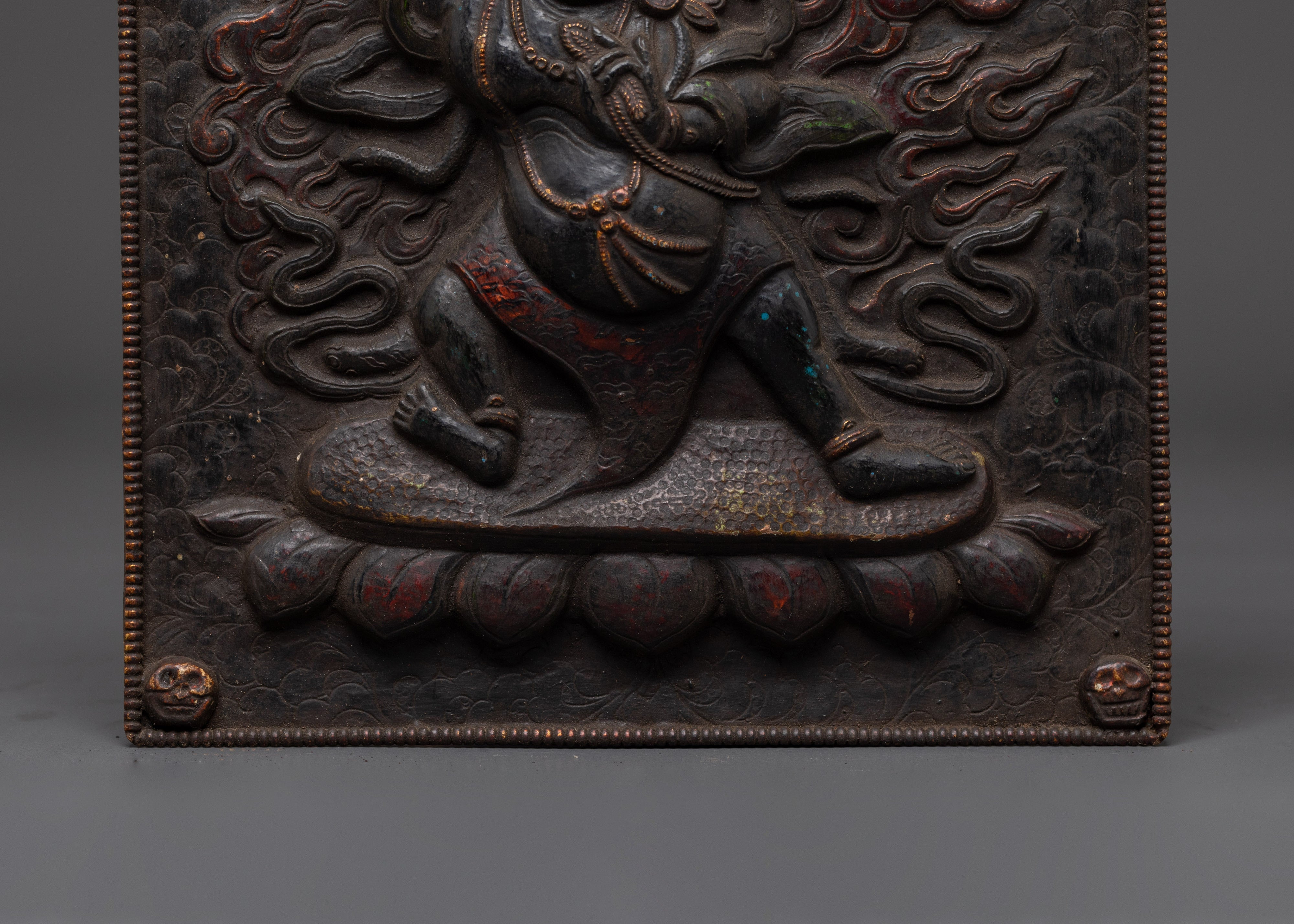 Handcrafted Spiritual Wall Hanging | Brass Vajrapani Fierce Deity Art