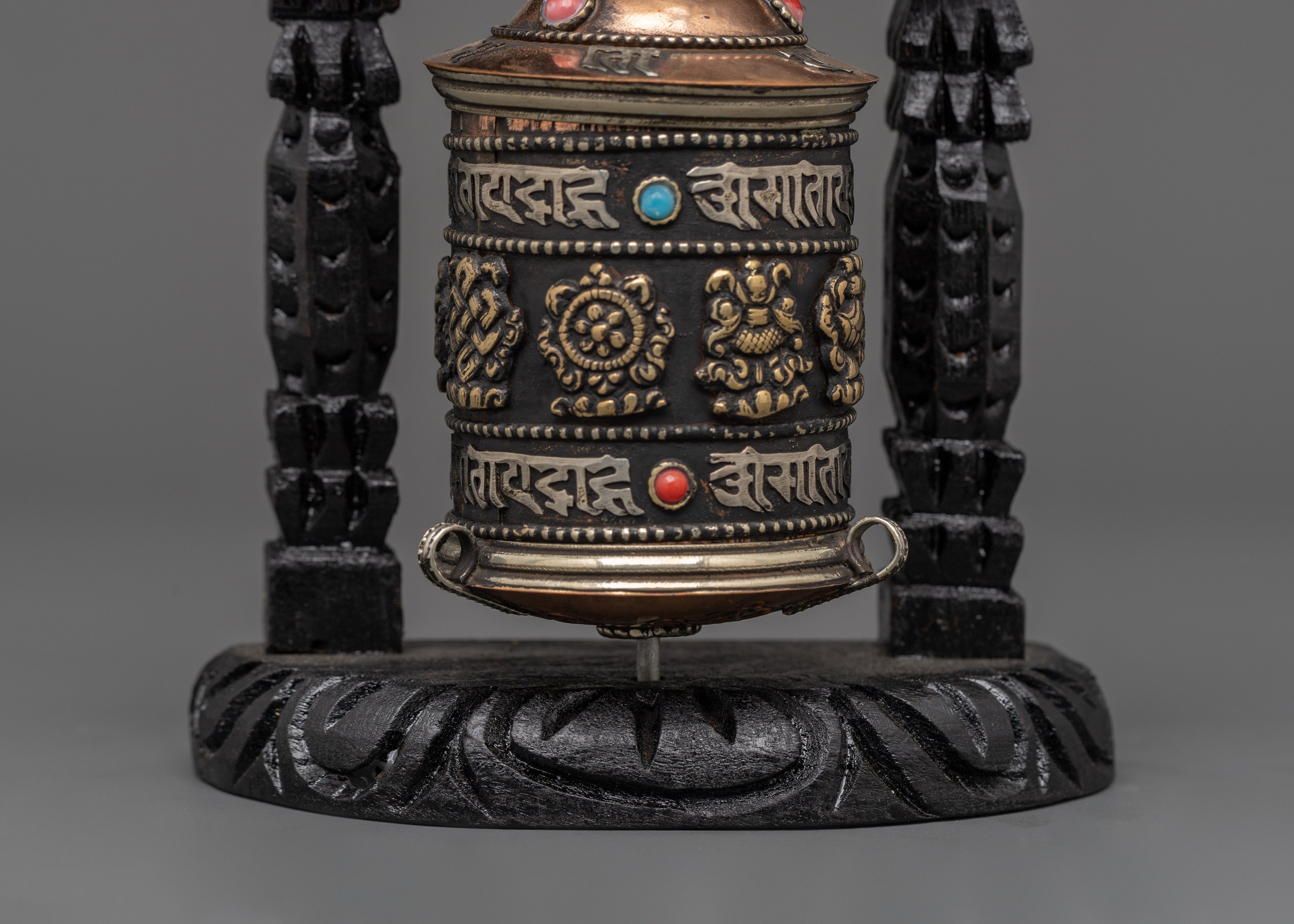 Tibetan Prayer Wheel with Brass | Buddhist Meditation Decor