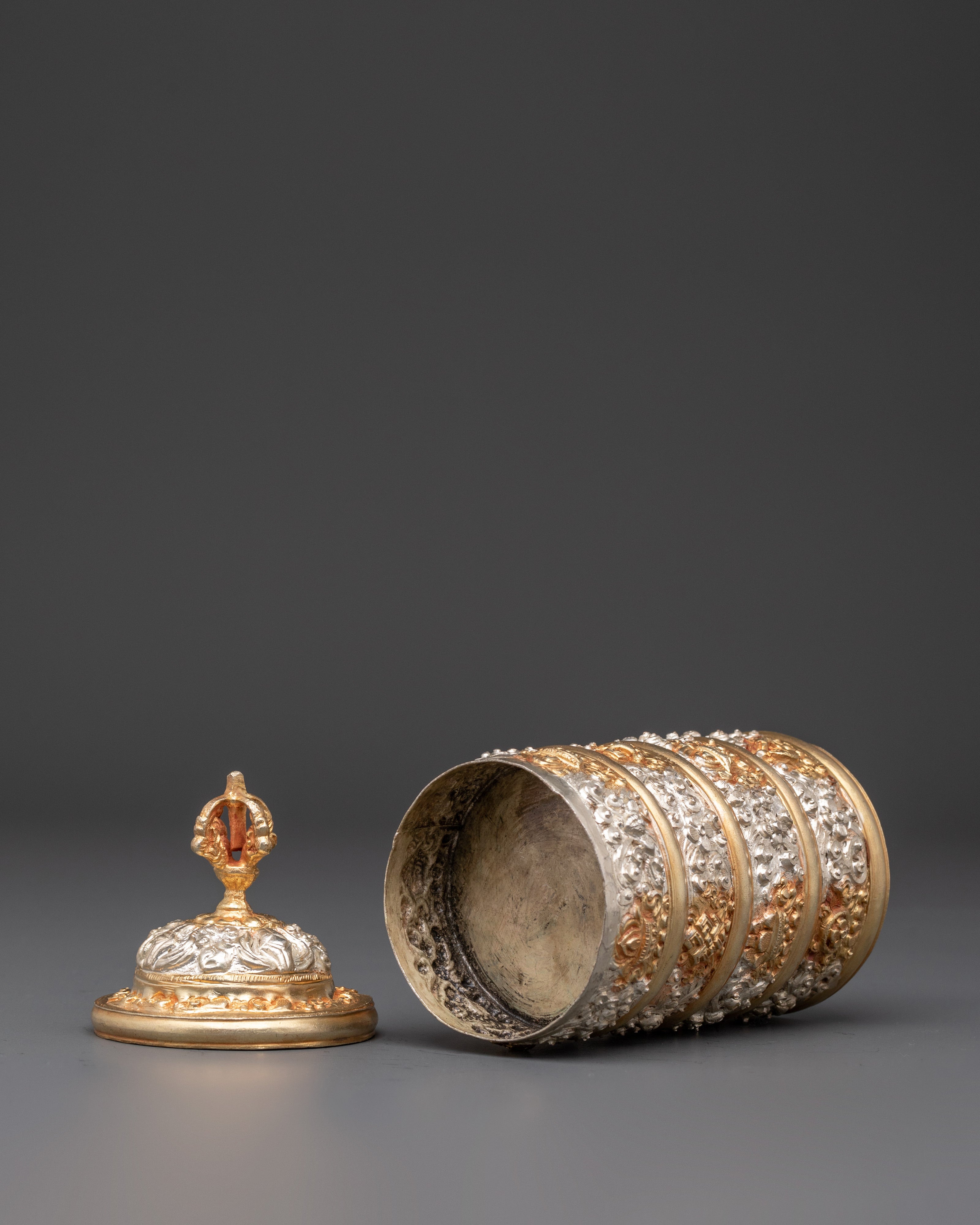Handcrafted Tibetan Buddhist Rice Pot | Copper & Gold Plated Ritual Vessel