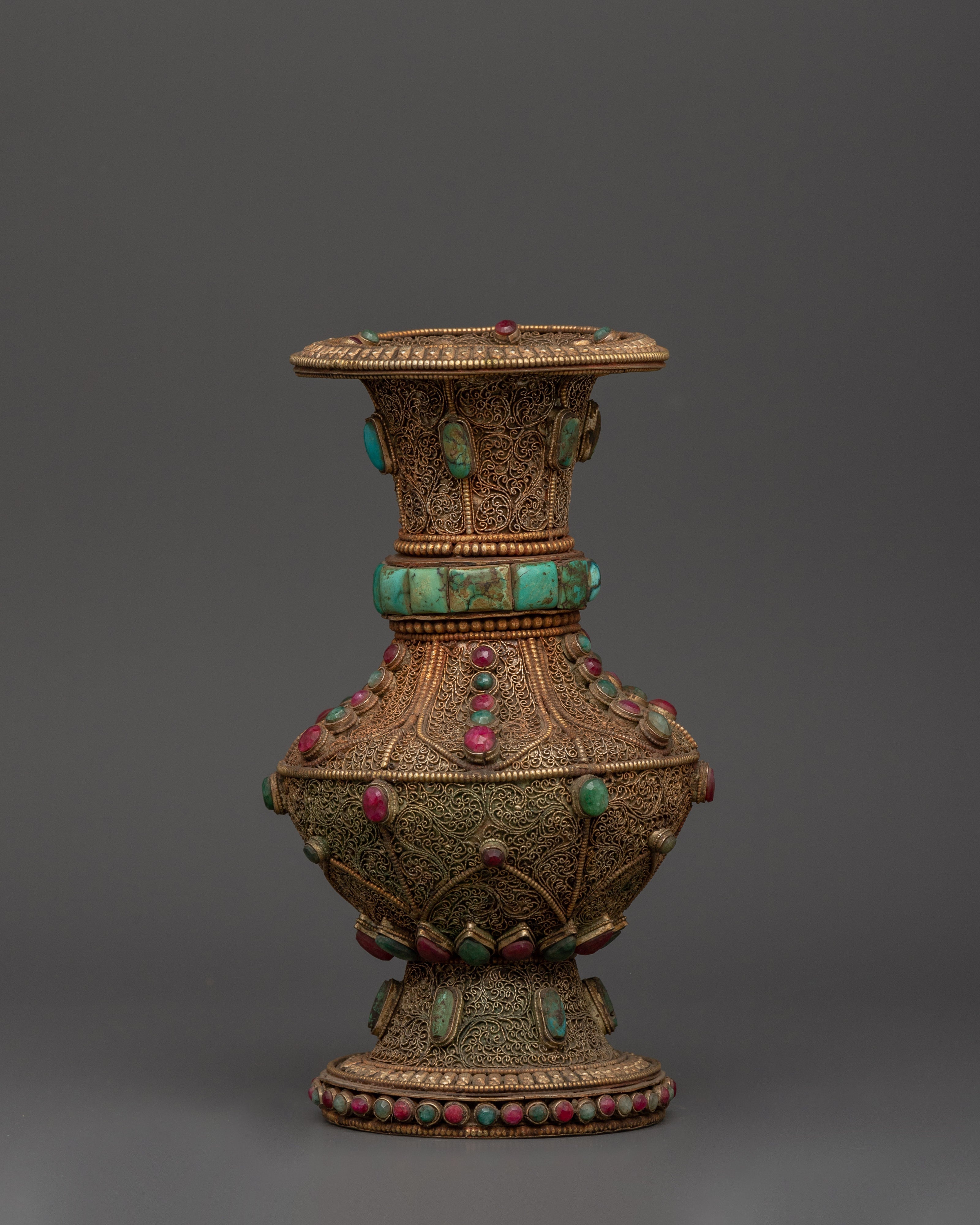 Handcrafted Copper Flower Vase | Electro Gold & Silver Plated Decorative Vase