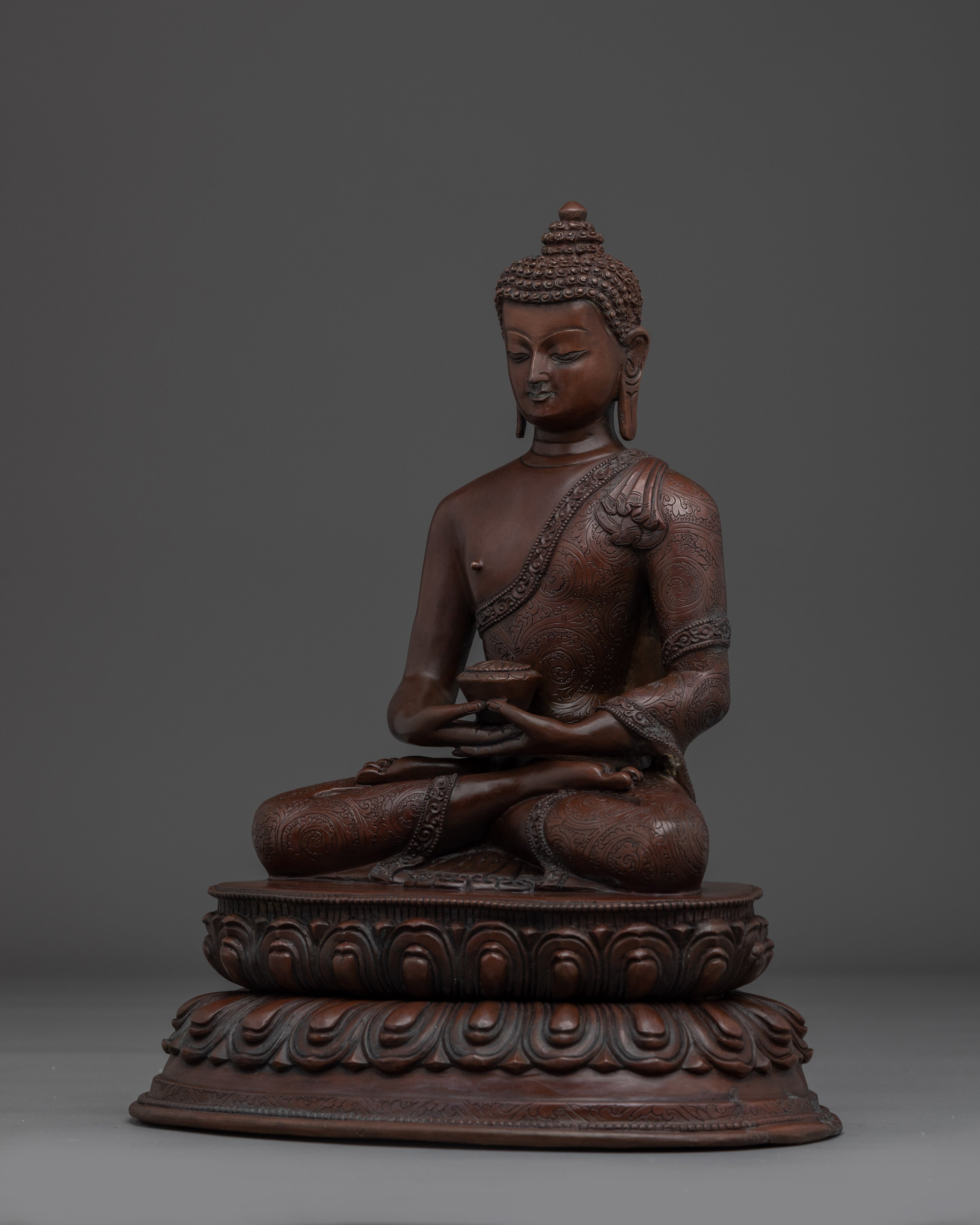 Sukhavati Ruler Oxidized Amitabha Buddha Figurine | Altar Decor for Meditation