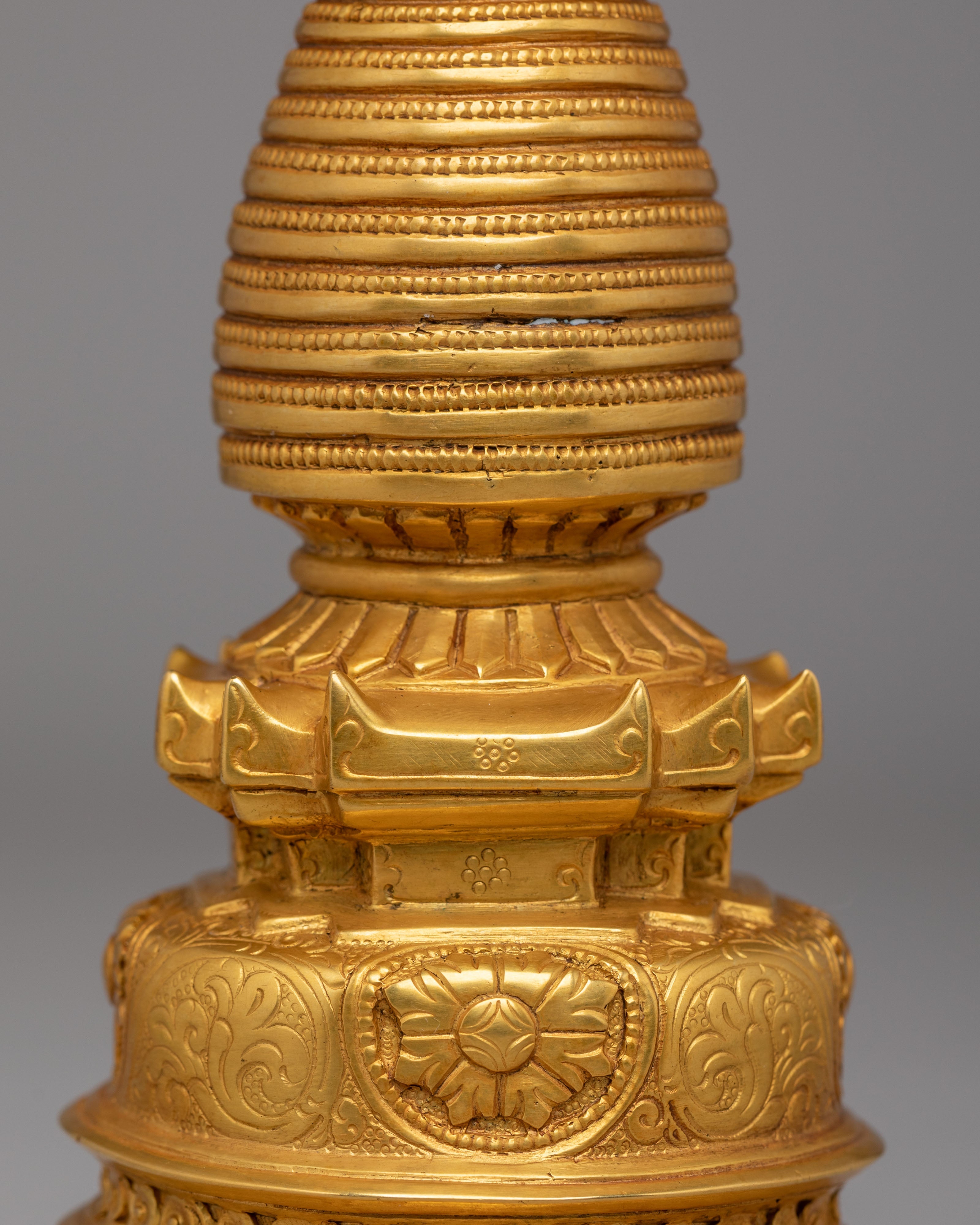 Sacred Enlightment Kadampa Stupa | Gold Plated Tibetan Stupa