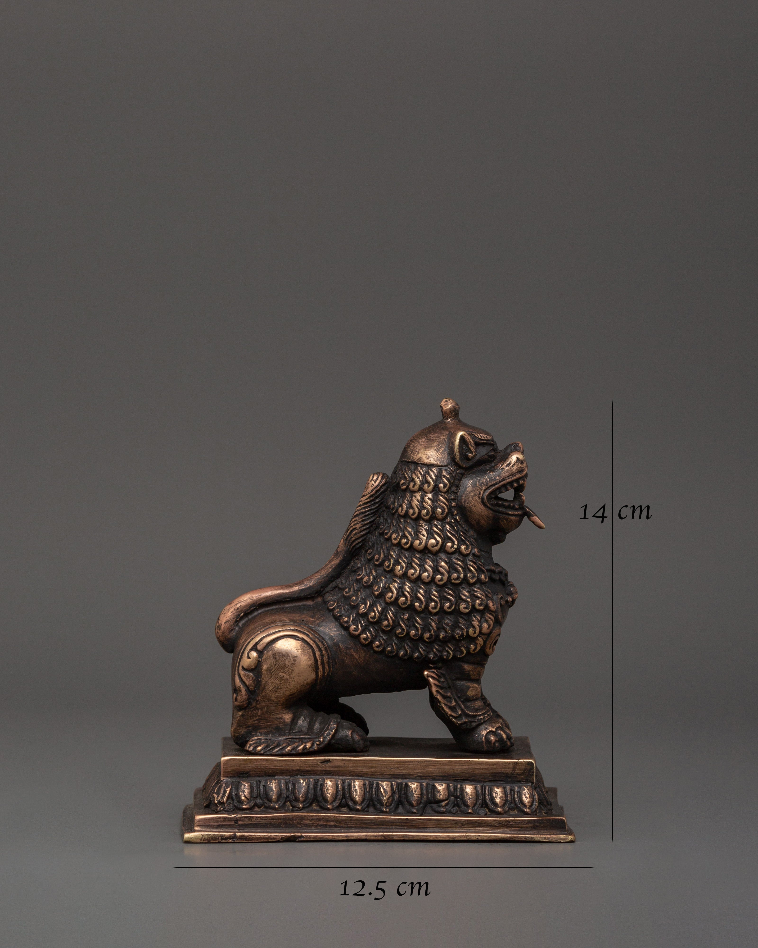 Copper Lion Set for Decor | Tibetan Guardian Lions