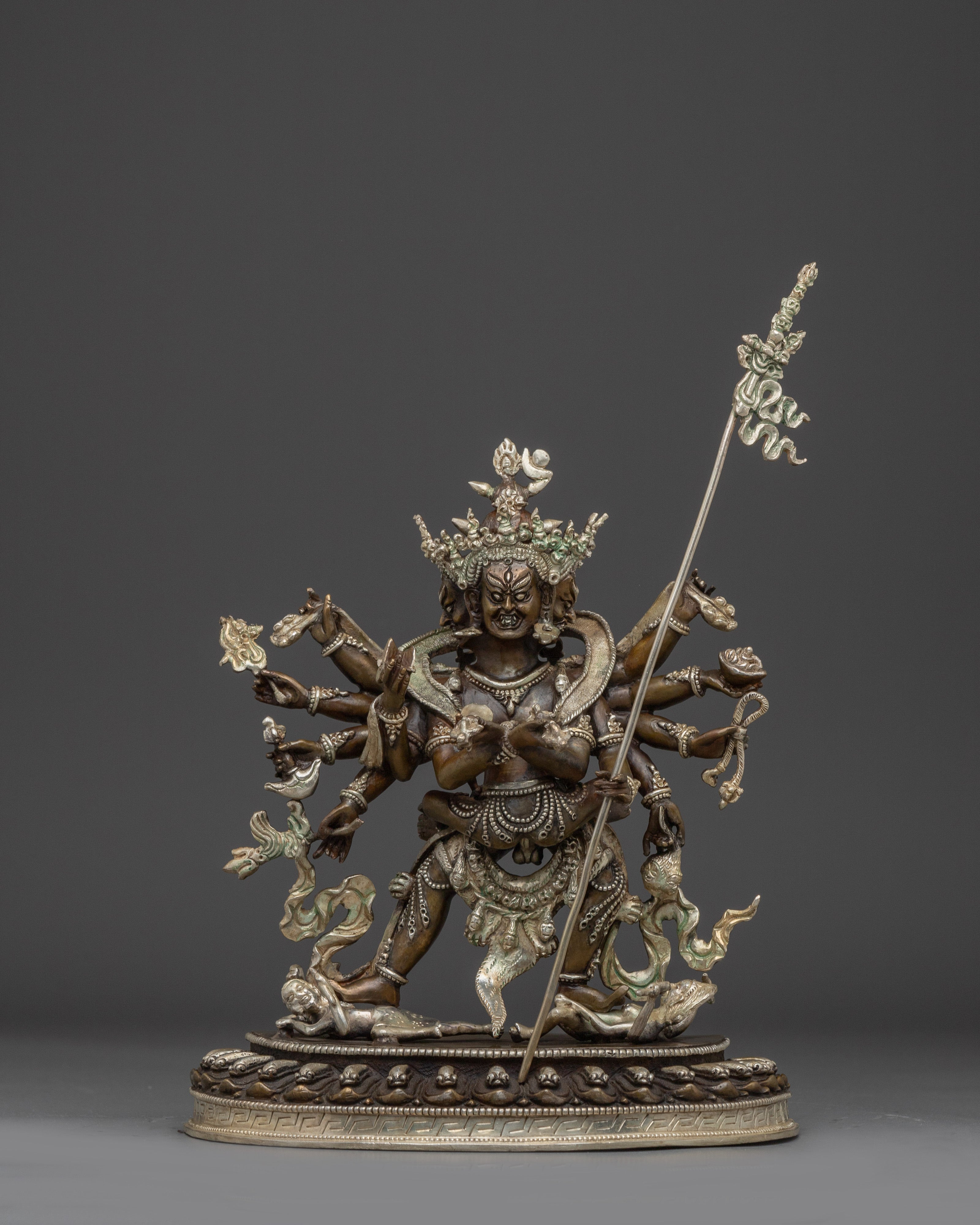 Silver-Plated Chakrasamvara Statue With Consort | Tibetan Art for Ritual Practice