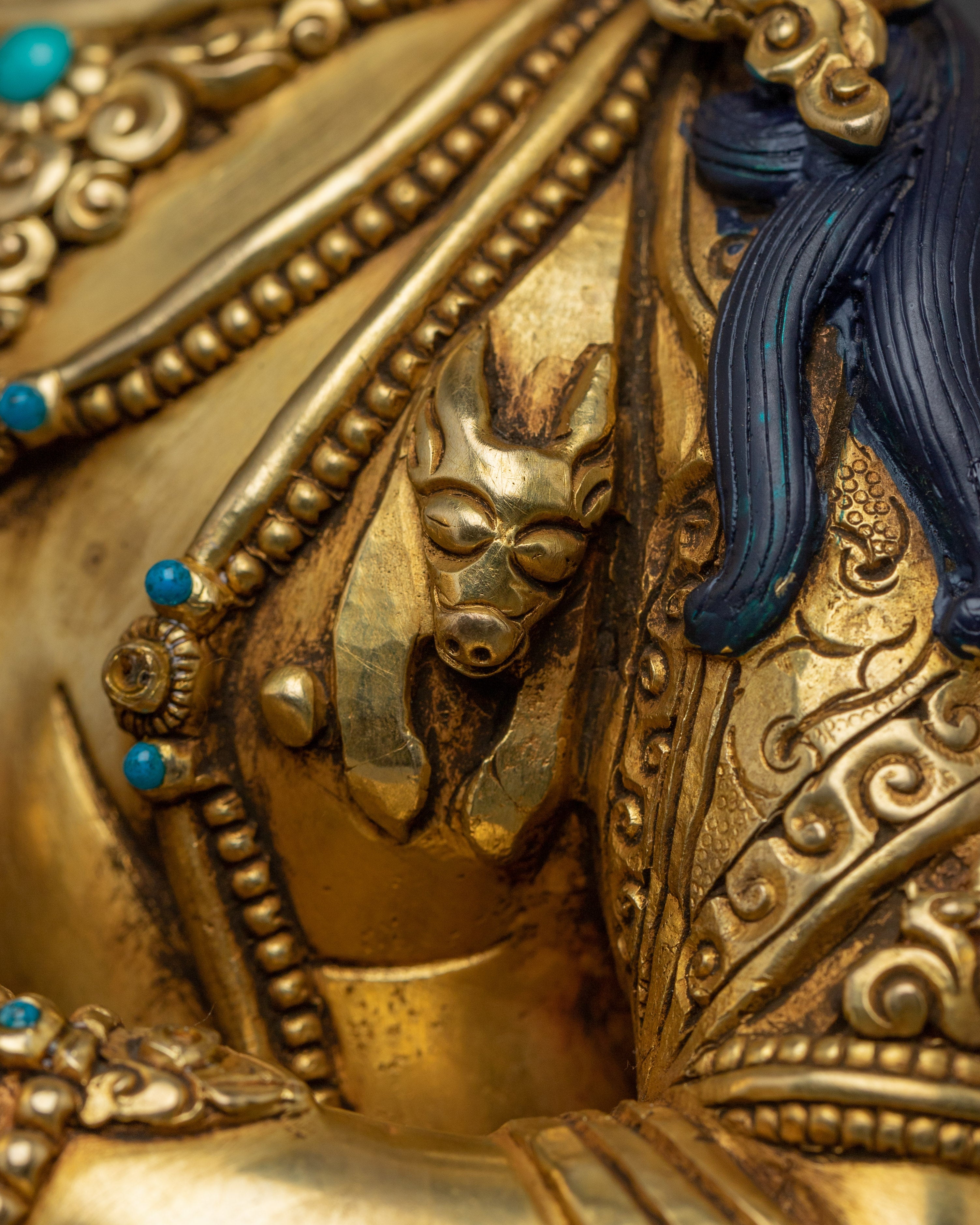 Gold Gilded Chenrezig Statue with Copper Body | Tibetan Bodhisattva of Compassion