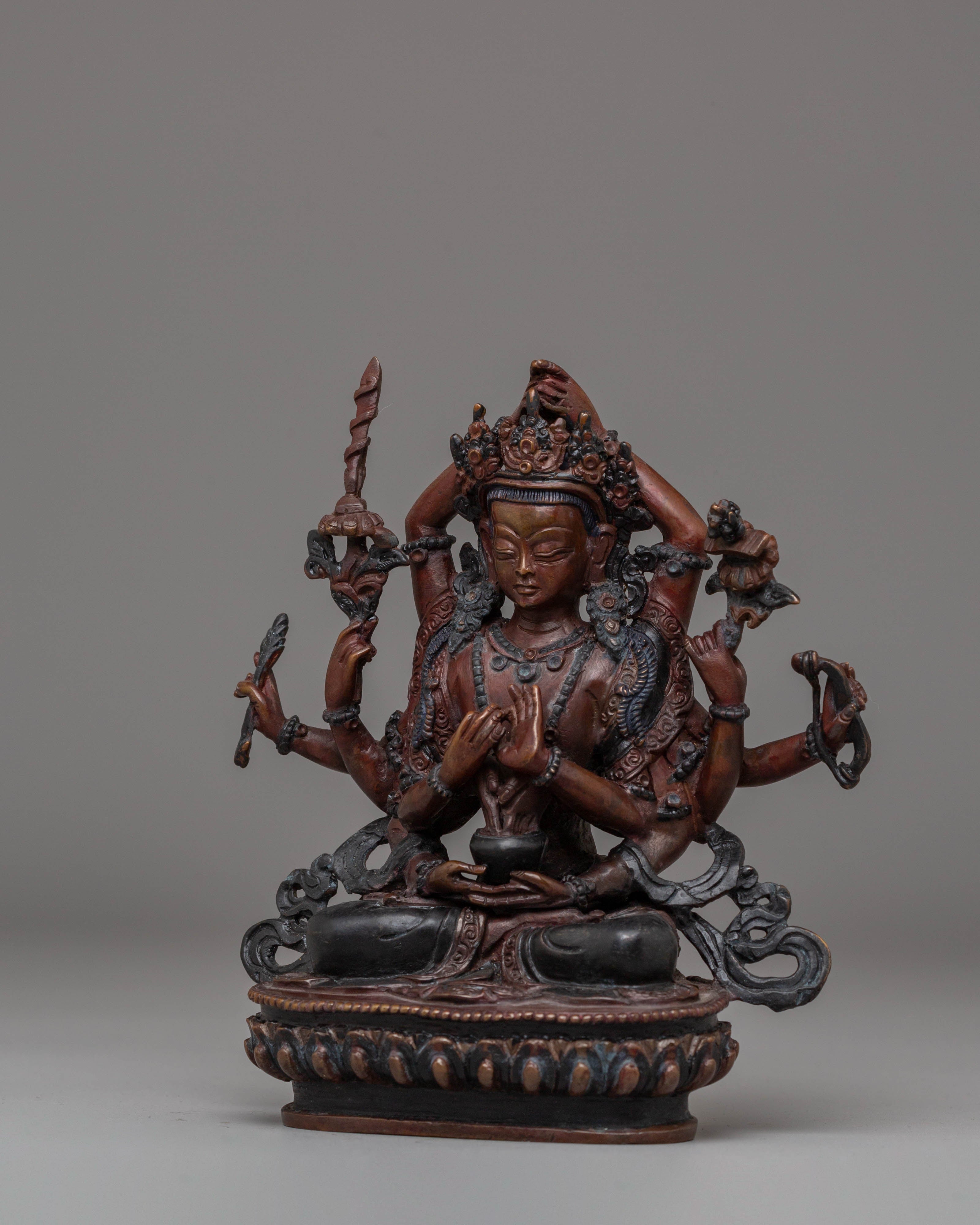 Tibetan Cundi Bodhisattva Sculpture | Oxidized Copper Statue