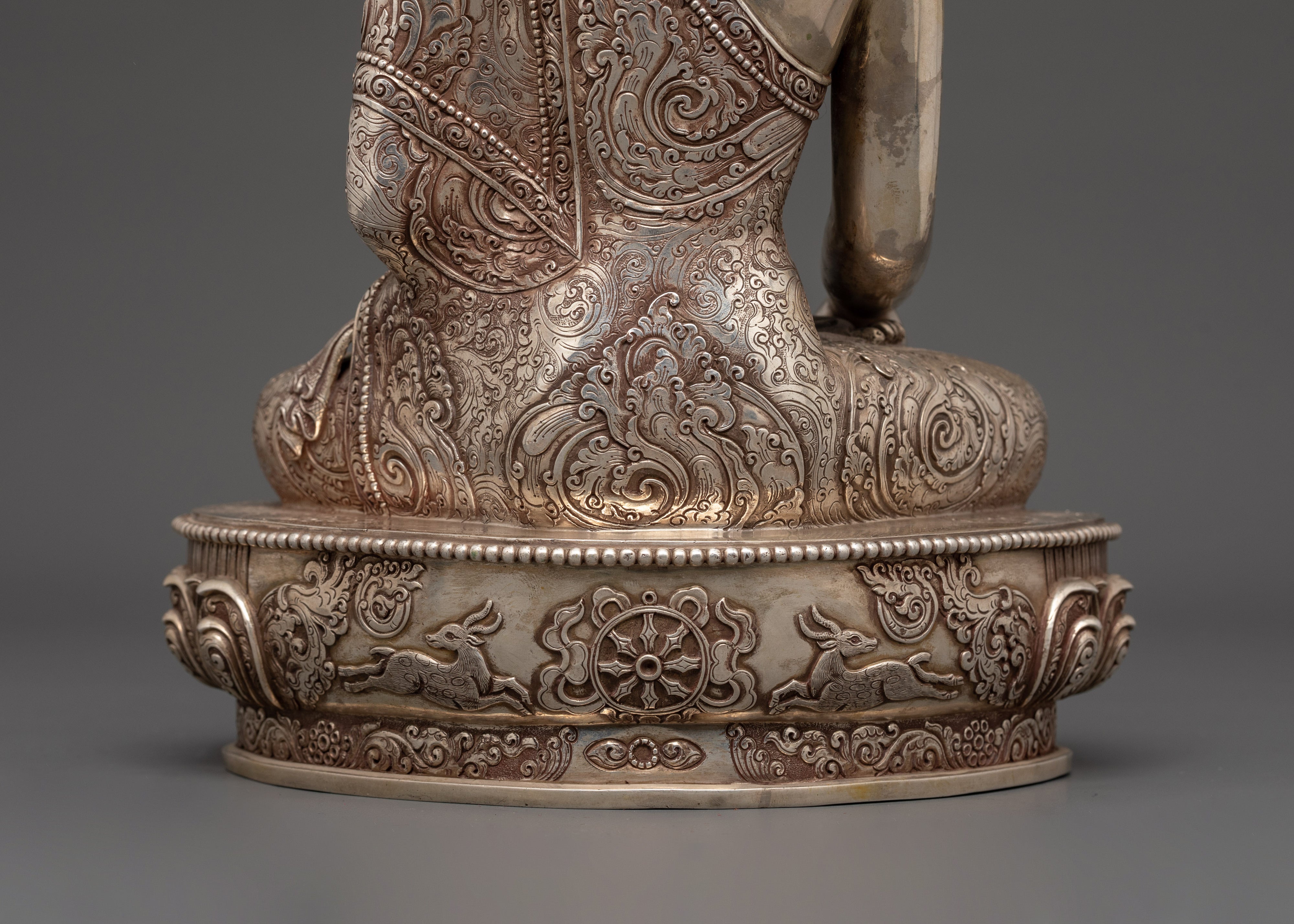 Pure Silver Shakyamuni Buddha Statue | Handcrafted Spiritual Decor