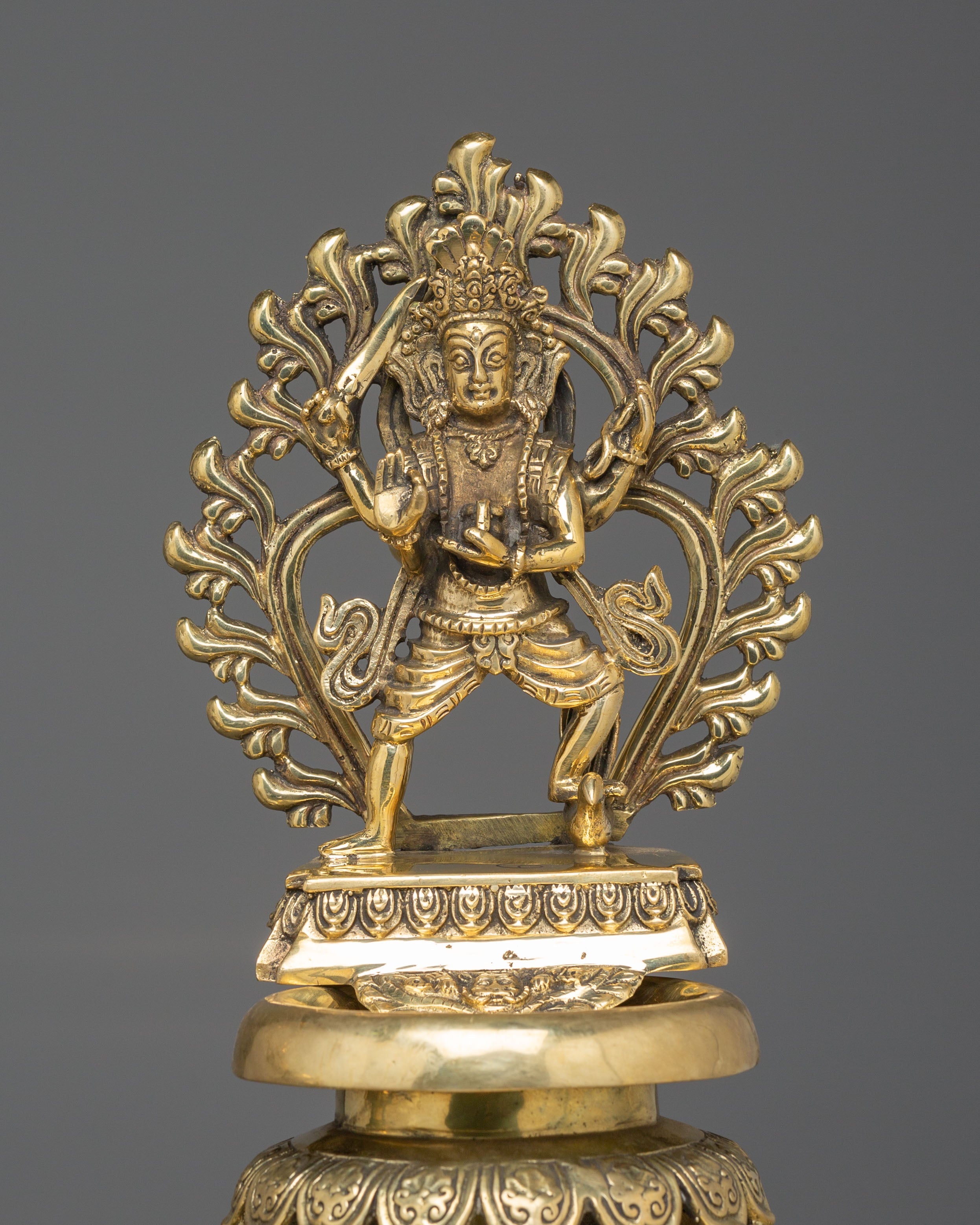 Sacred Brass Oil Lamp Set | Ganesha and Kartikeya Deity Offering Lamps