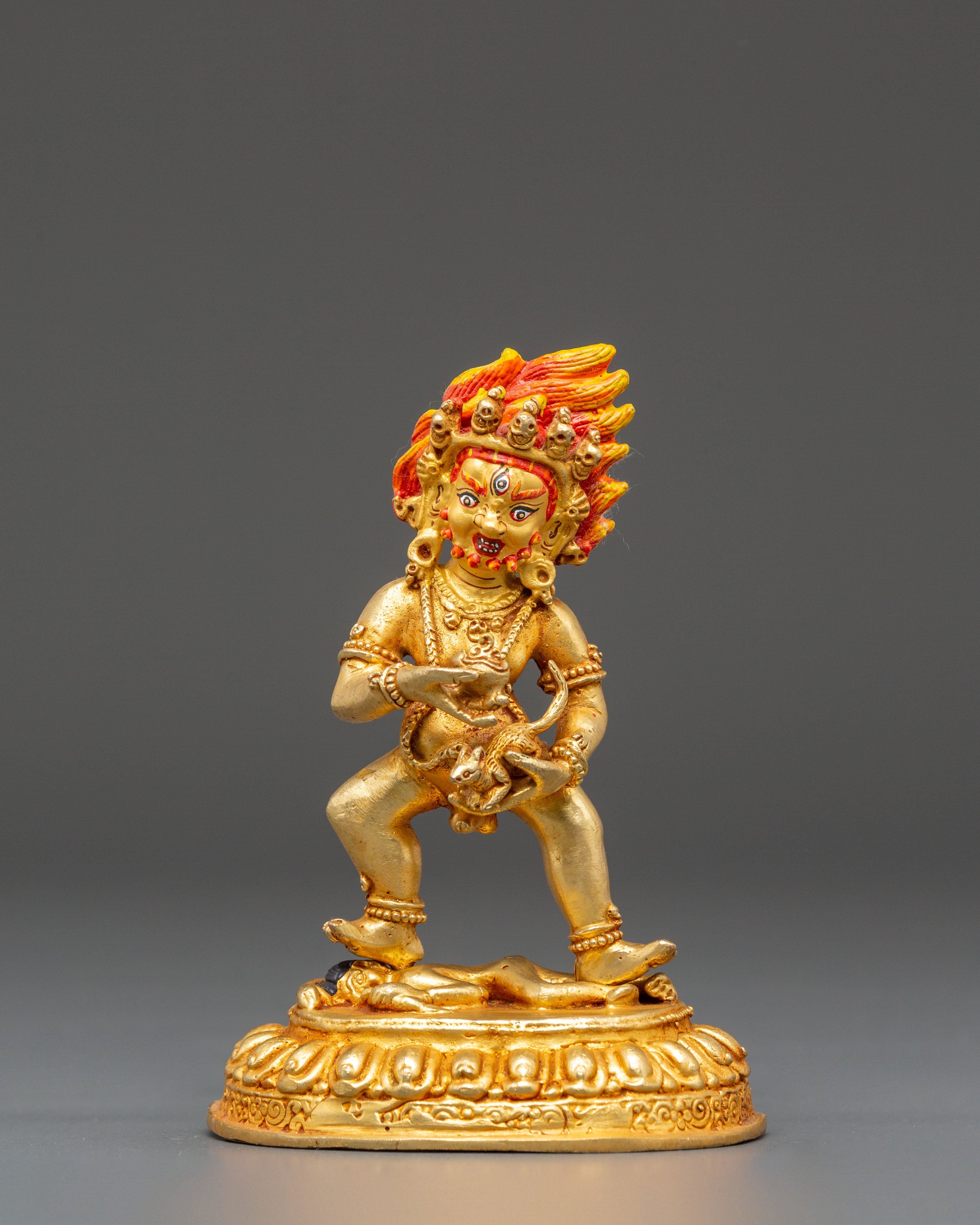 Golden Wealth Guardian Black Dzambhala Statue | Protection and Dharma Artwork