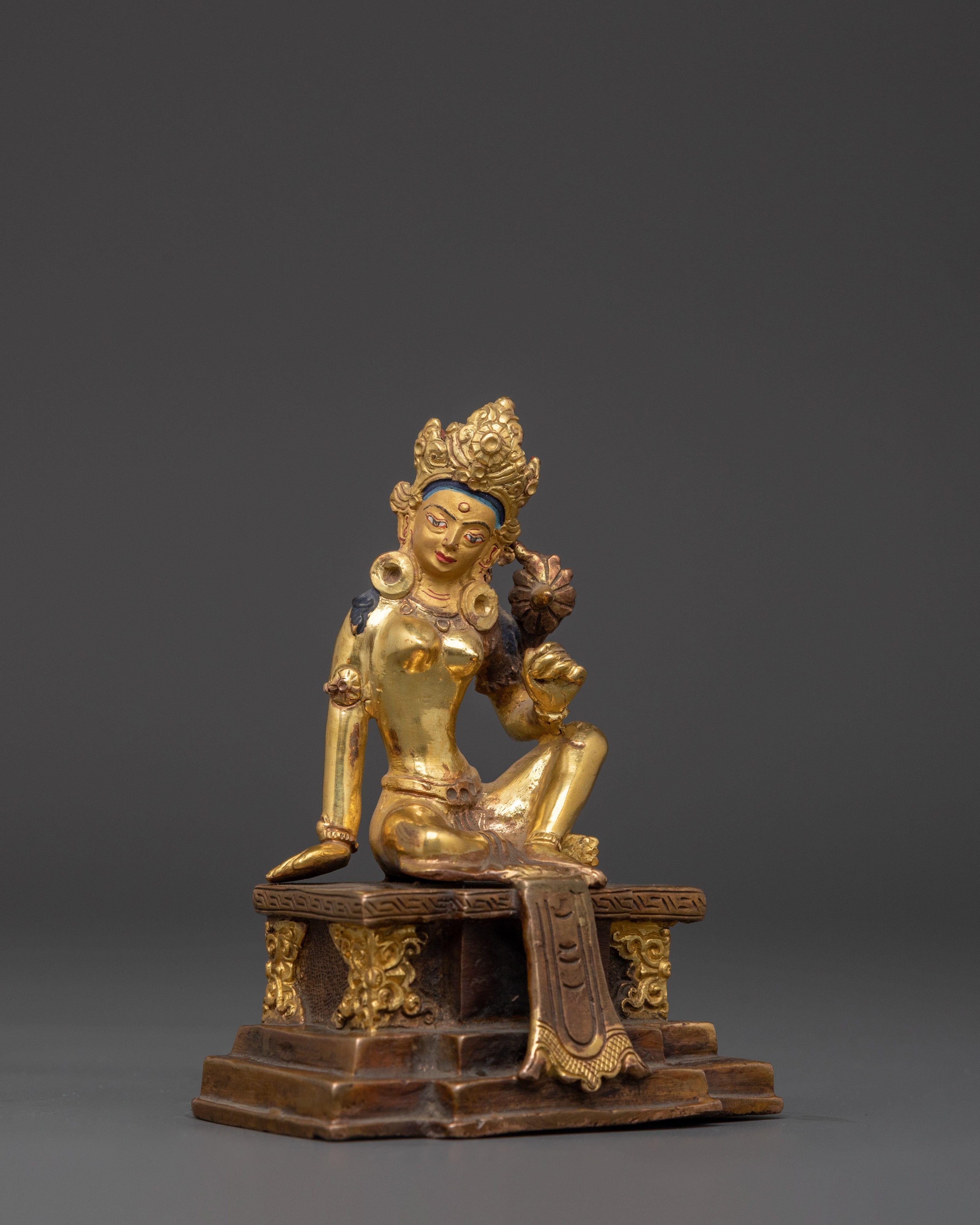 Lord Indra Statue | Gold-Plated Copper Indra Deity Sculpture