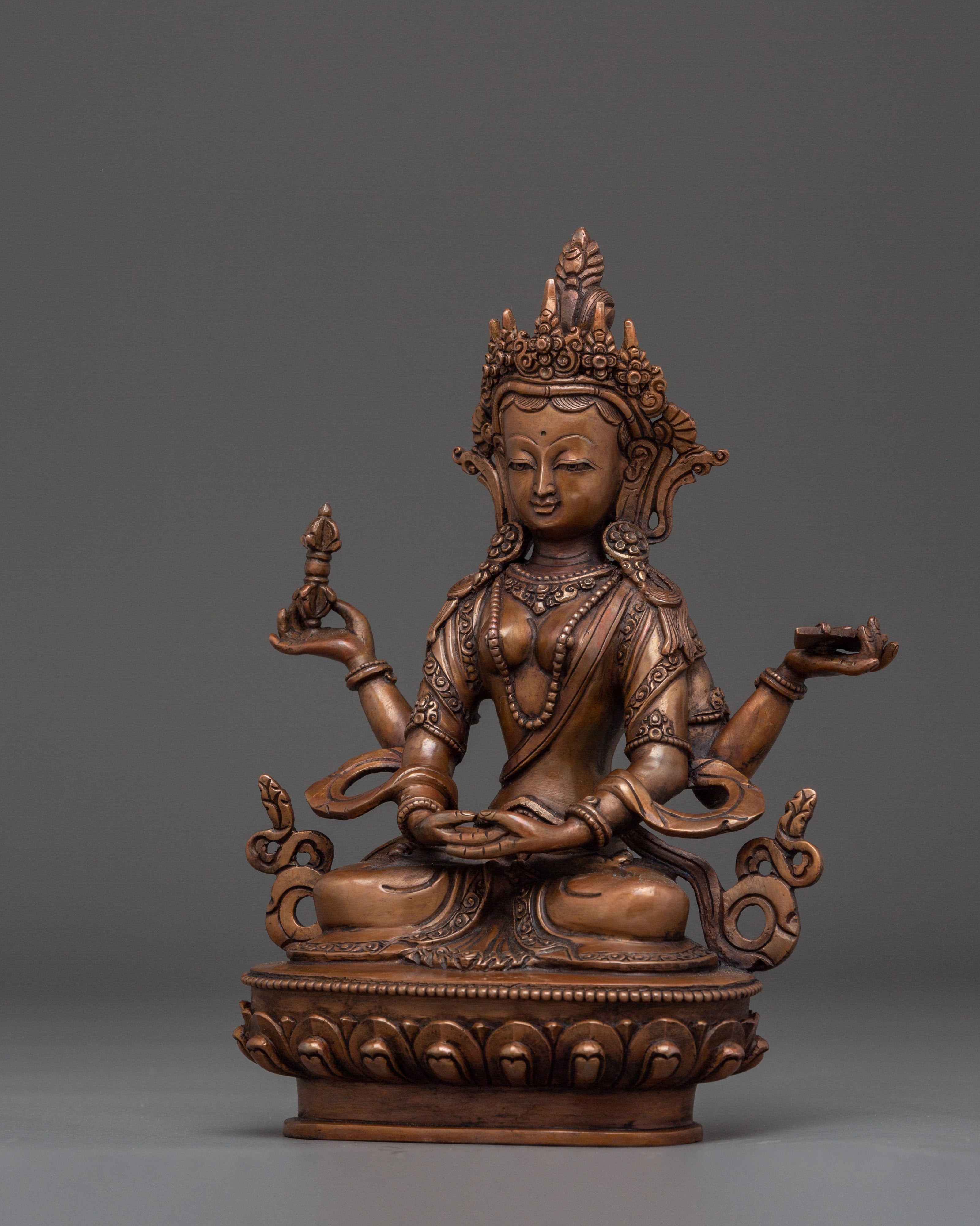 Oxidized Copper Body Prajna paramita Wisdom Statue | Spiritual Wisdom and Enlightenment