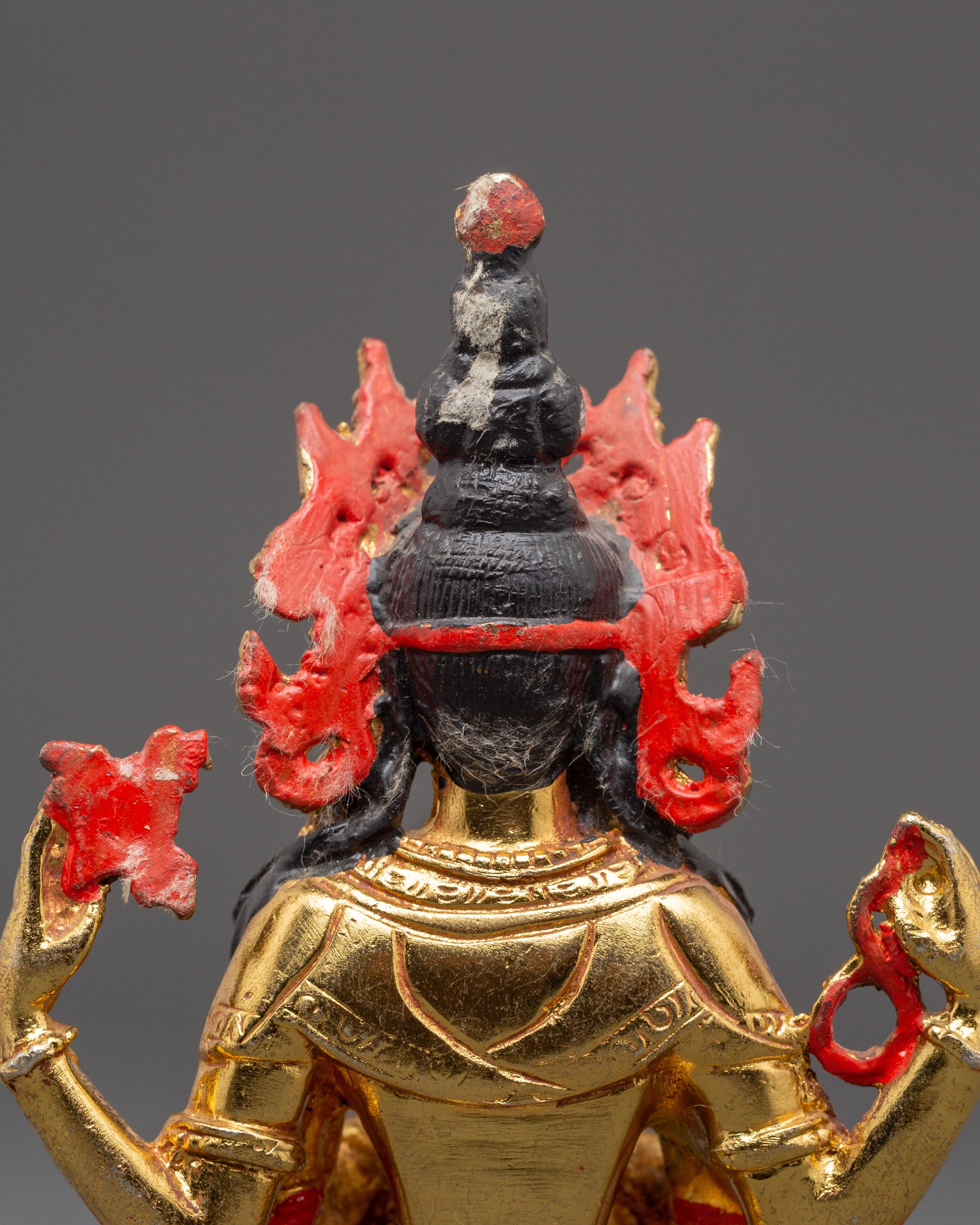Sacred Bodhisattva Chenrezig Handmade Statue | Gold Plated Tibetan Deity Sculpture
